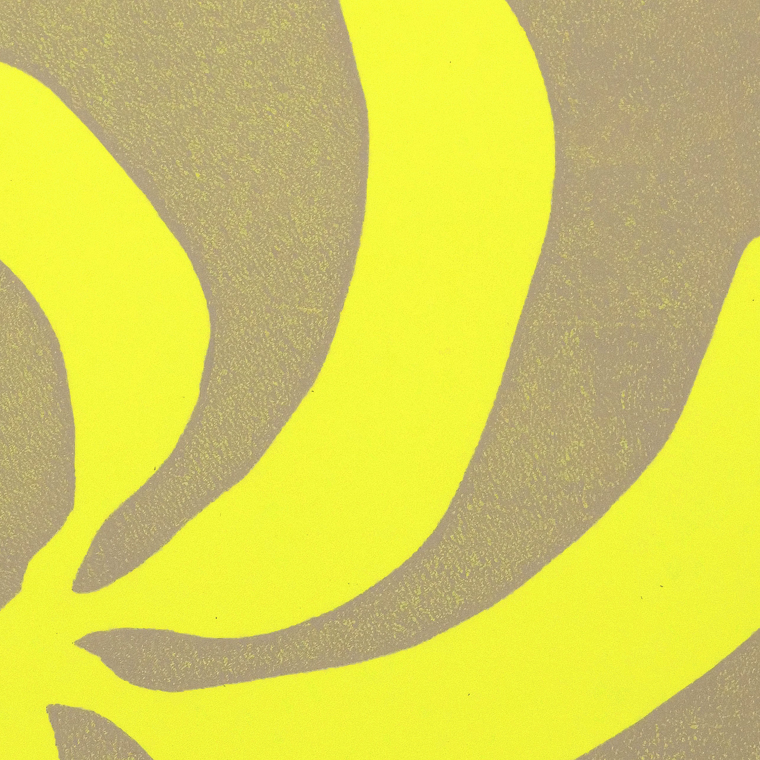 Colorful wall art in fluor yellow | monoprint | Enkel Art Studio