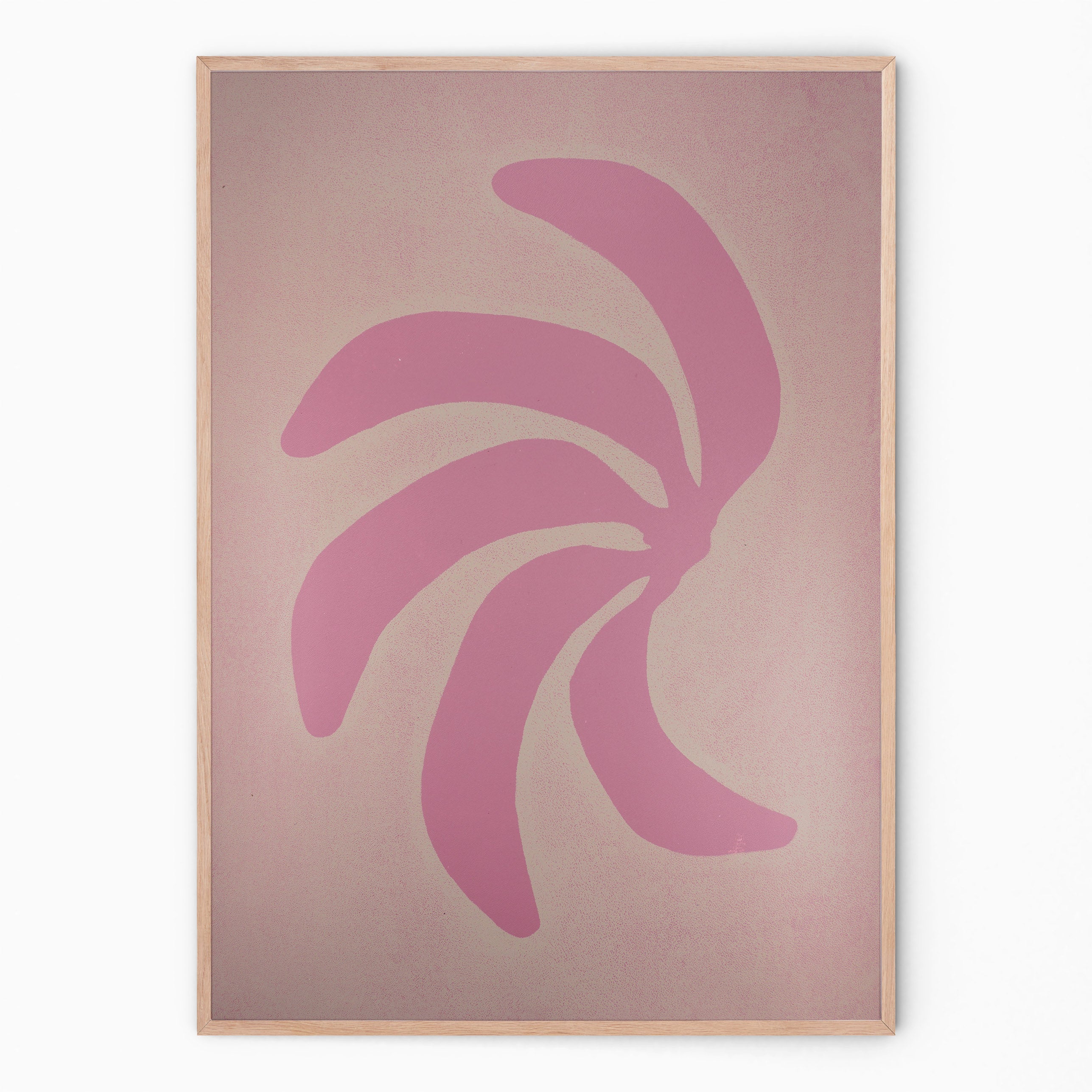 Handmade wall art with soft pink bananas I Handmade poster Enkel Art Studio