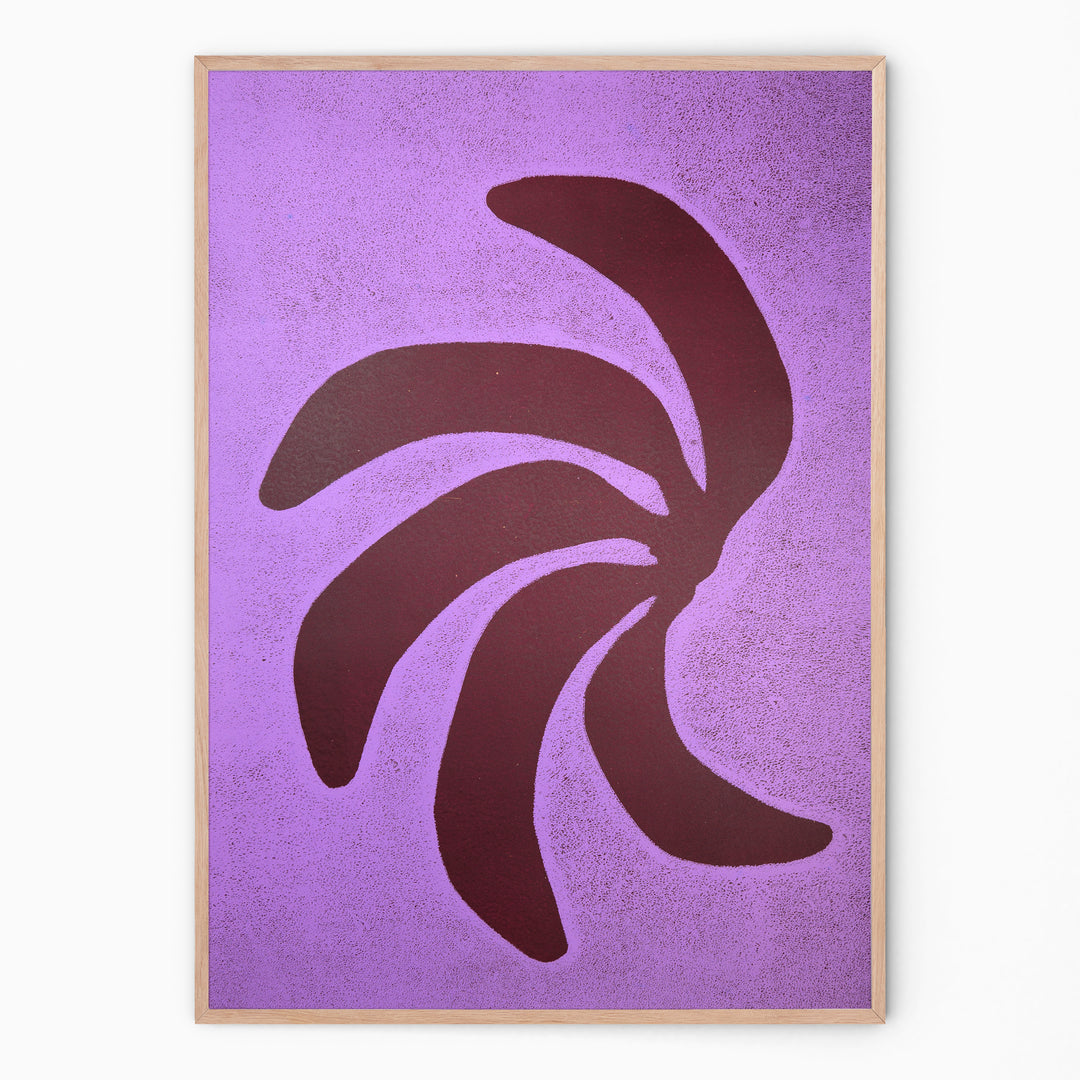 Handmade wall art with lilac and aubergine bananas I Handmade poster Enkel Art Studio