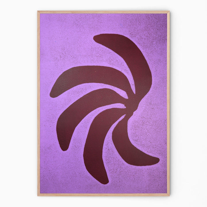 Handmade wall art with lilac and aubergine bananas I Handmade poster Enkel Art Studio
