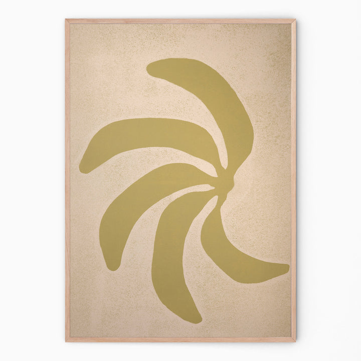 Handmade wall art with soft pistache and beige bananas I Handmade poster Enkel Art Studio
