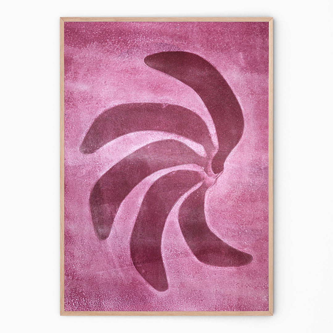 Handmade wall art with wine and red bananas I Handmade poster Enkel Art Studio