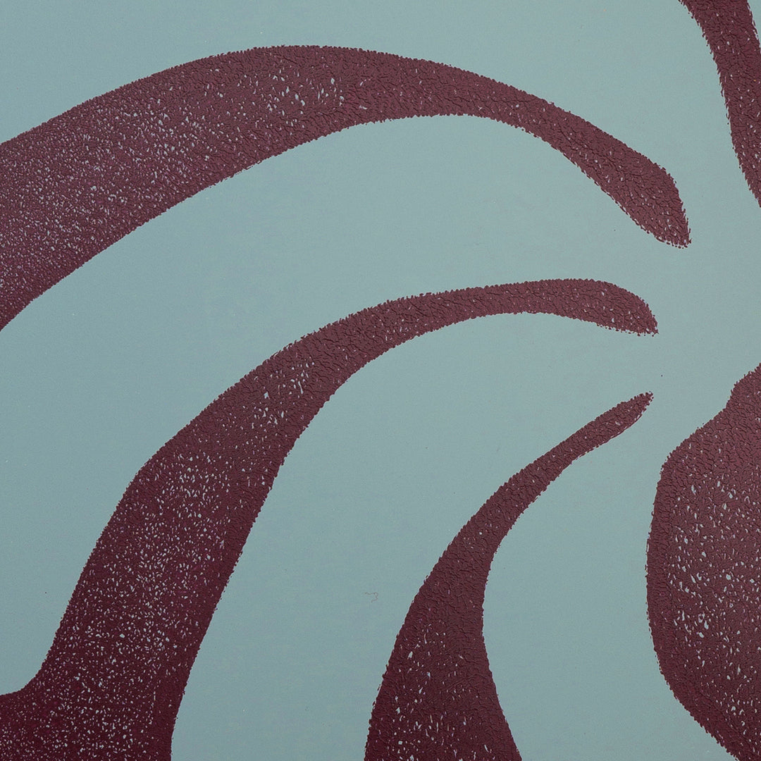 Handmade wall art with soft blue and aubergine bananas I Handmade poster Enkel Art Studio