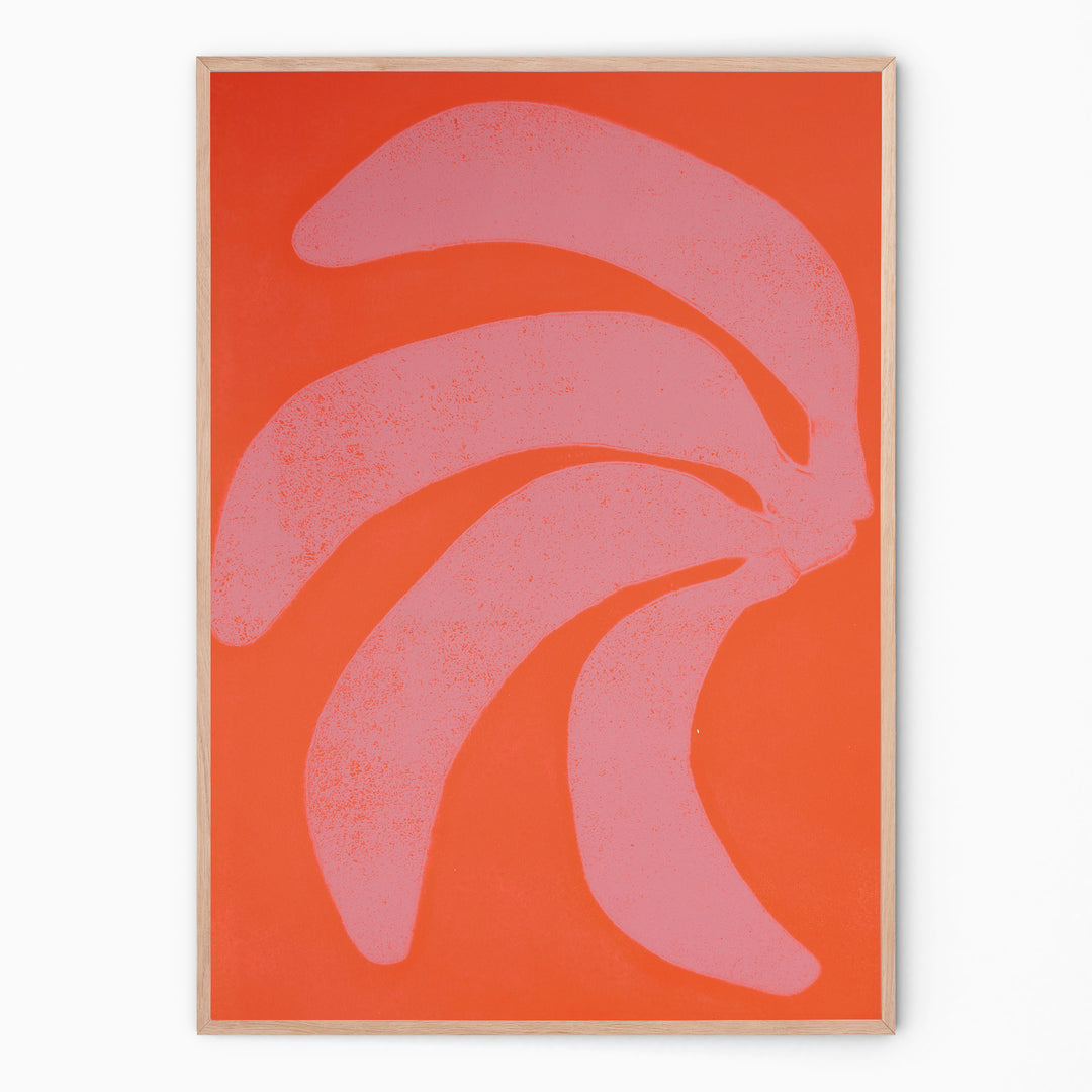 Colorful wall art in bright orange I Handmade poster Enkel Art Studio