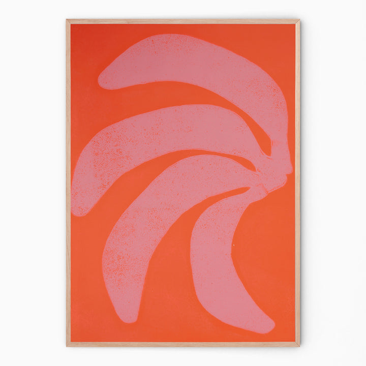 Colorful wall art in bright orange I Handmade poster Enkel Art Studio