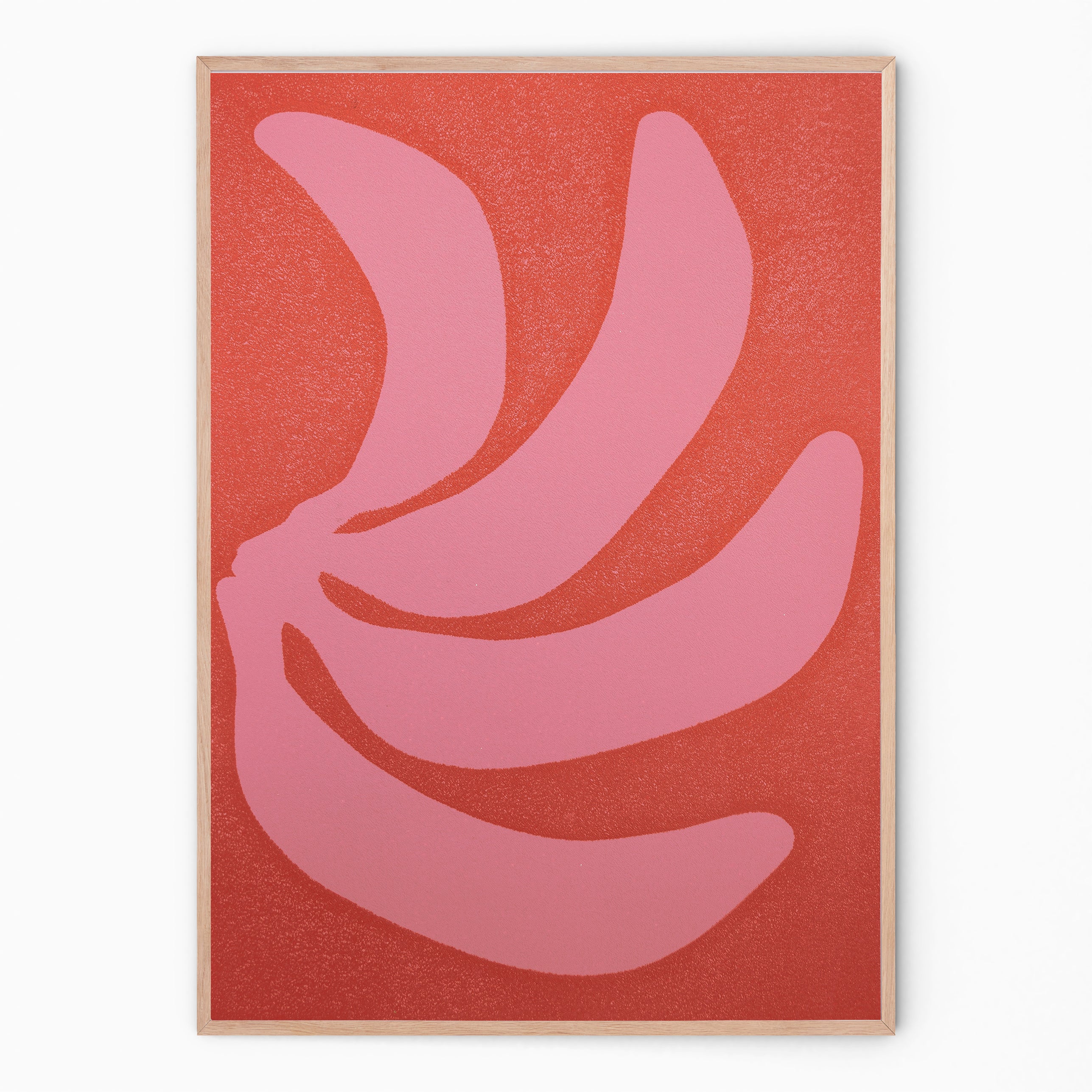 Colorful wall art in red and soft pink I Handmade poster Enkel Art Studio