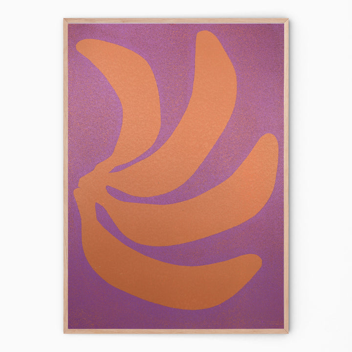 Colorful wall art in purple and peach I Handmade poster Enkel Art Studio