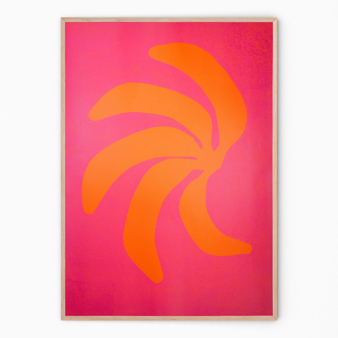 Large art print of a bunch of pink and orange fruits I Handmade poster Enkel Art Studio