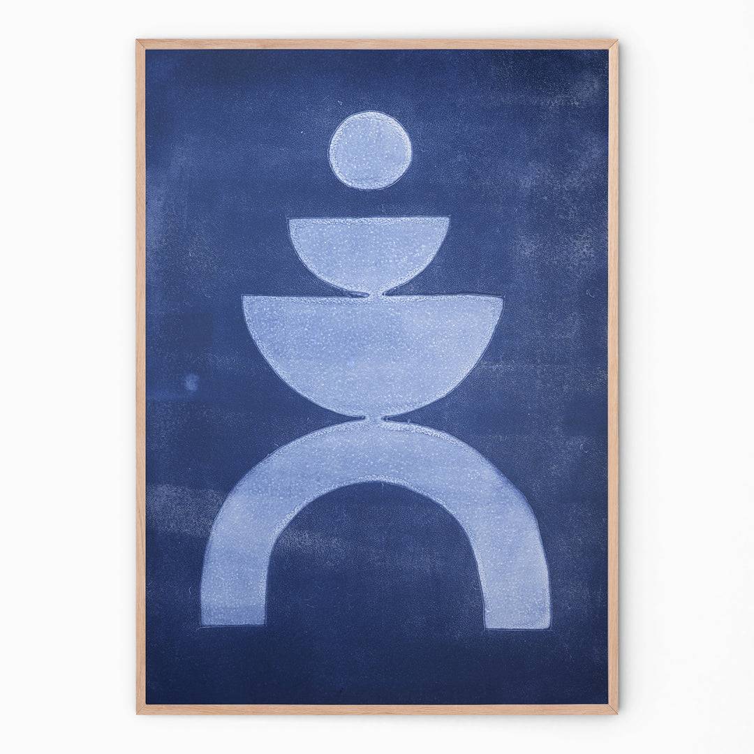 Denim blue Abstract wall art for your gallery wall I Handmade poster Enkel Art Studio