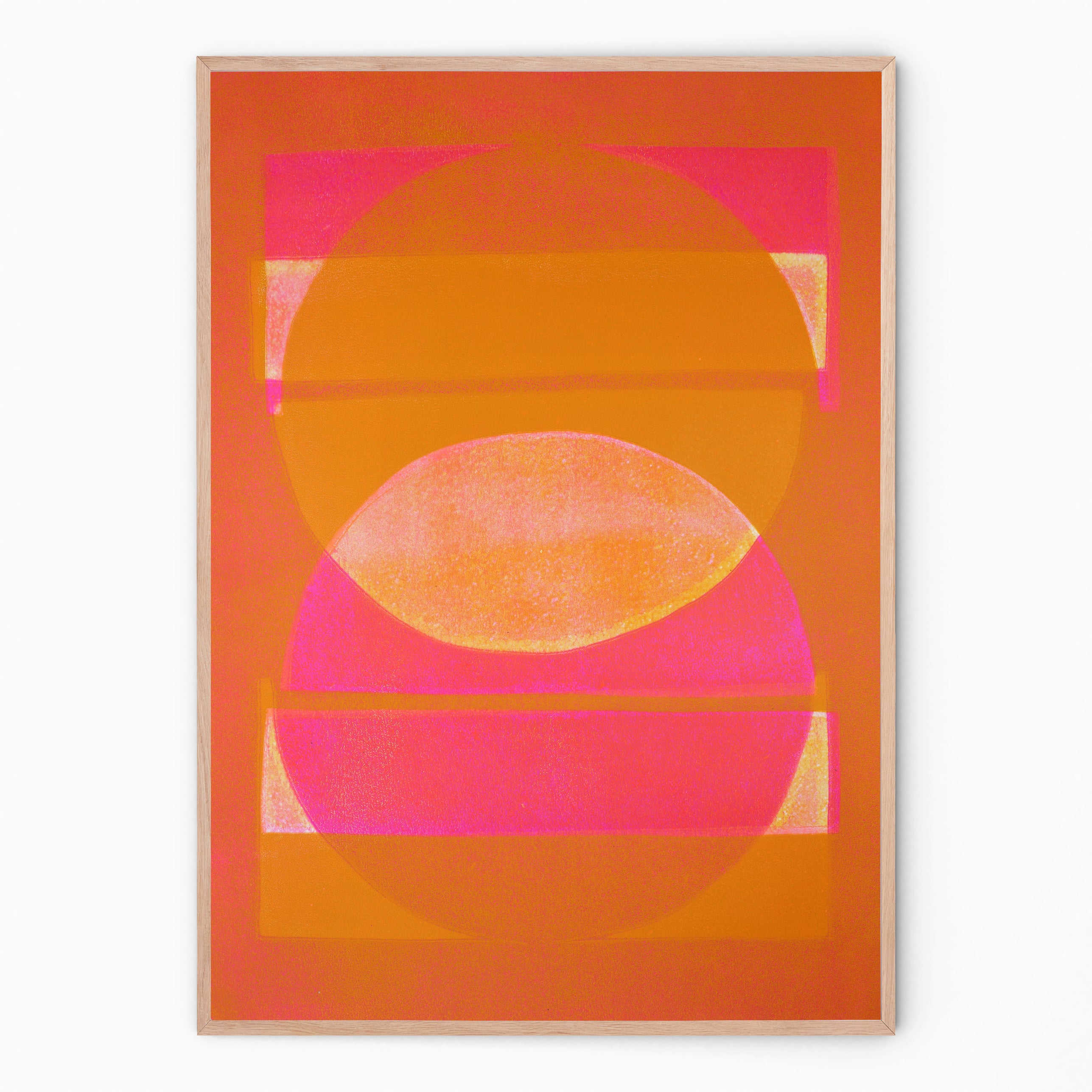 Mustard and Pink Masala sunset art print Handmade poster Enkel Art Studio