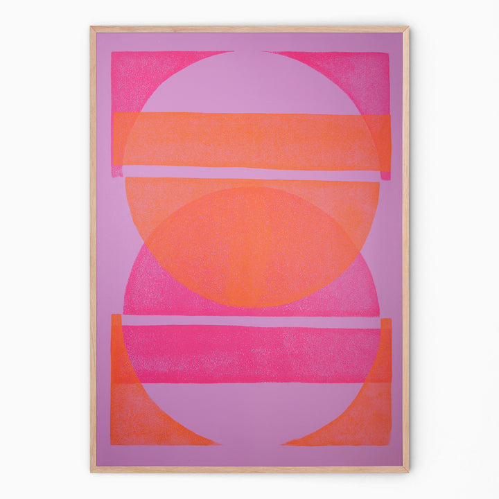 Lilac and orange Masala sunset art print Handmade poster Enkel Art Studio