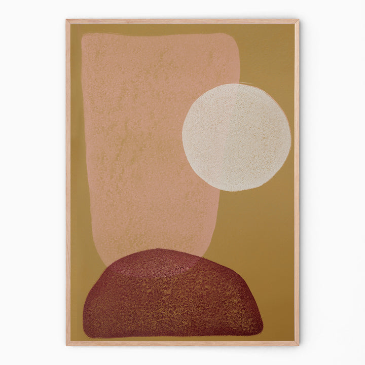 Colorful print with curved shapes I Handmade poster Enkel Art Studio