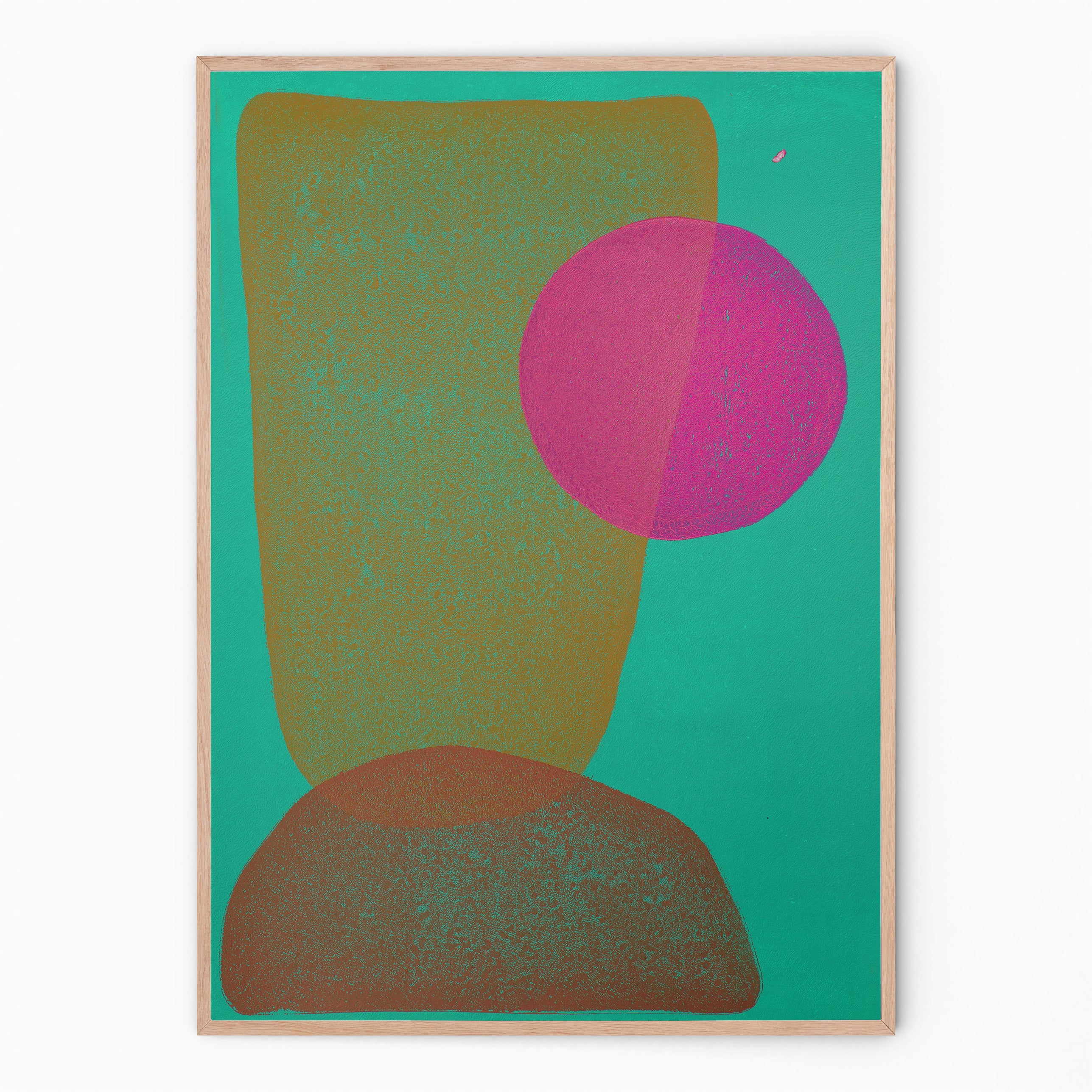 Colorful print with curved shapes I Handmade poster Enkel Art Studio