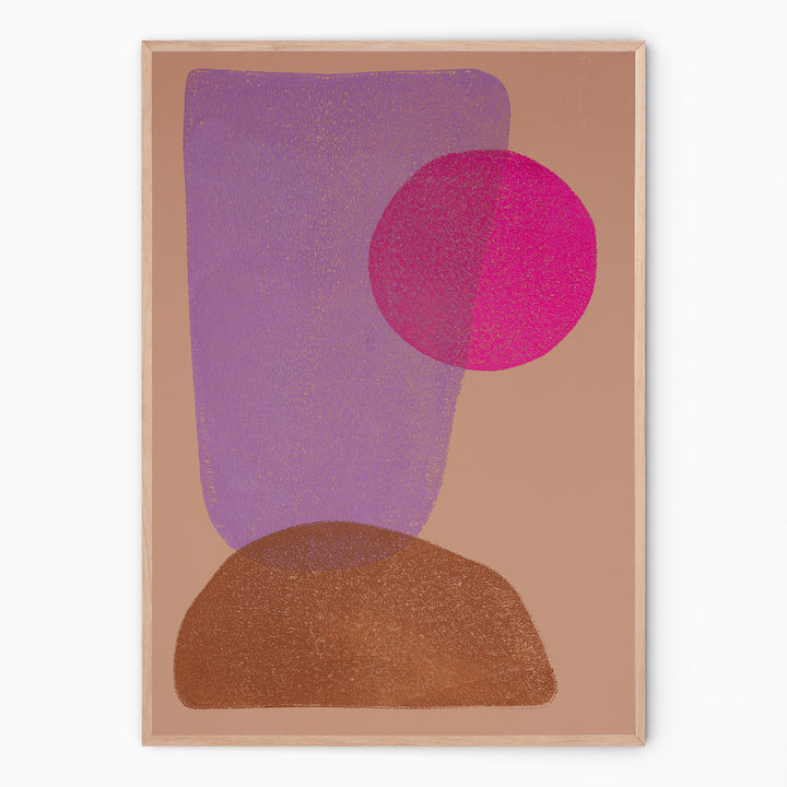 Colorful print with curved shapes I Handmade poster Enkel Art Studio