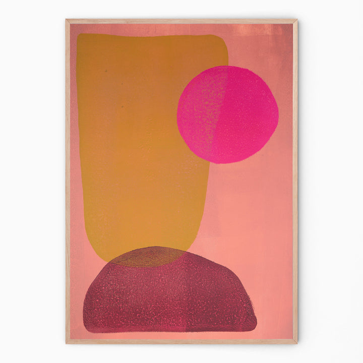 Colorful print with curved shapes I Handmade poster Enkel Art Studio
