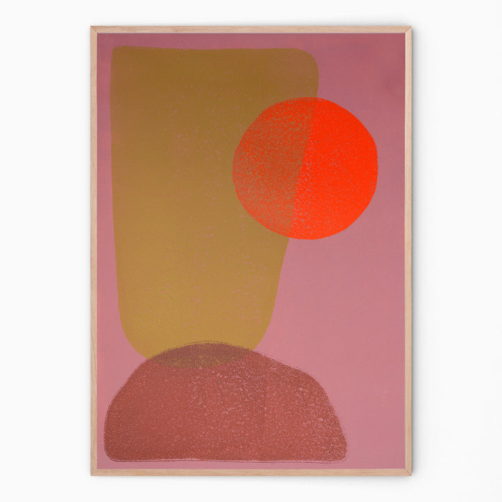 Colorful print with curved shapes I Handmade poster Enkel Art Studio