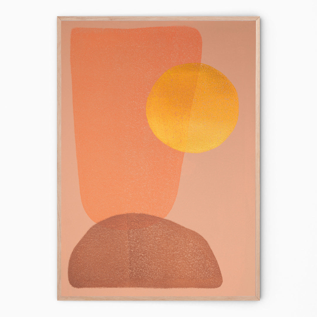 Colorful print with curved shapes I Handmade poster Enkel Art Studio