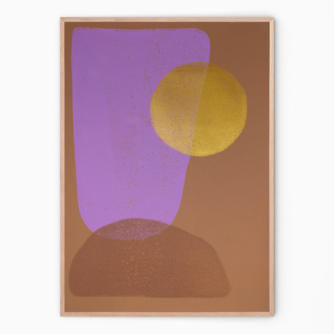 Colorful print with curved shapes I Handmade poster Enkel Art Studio