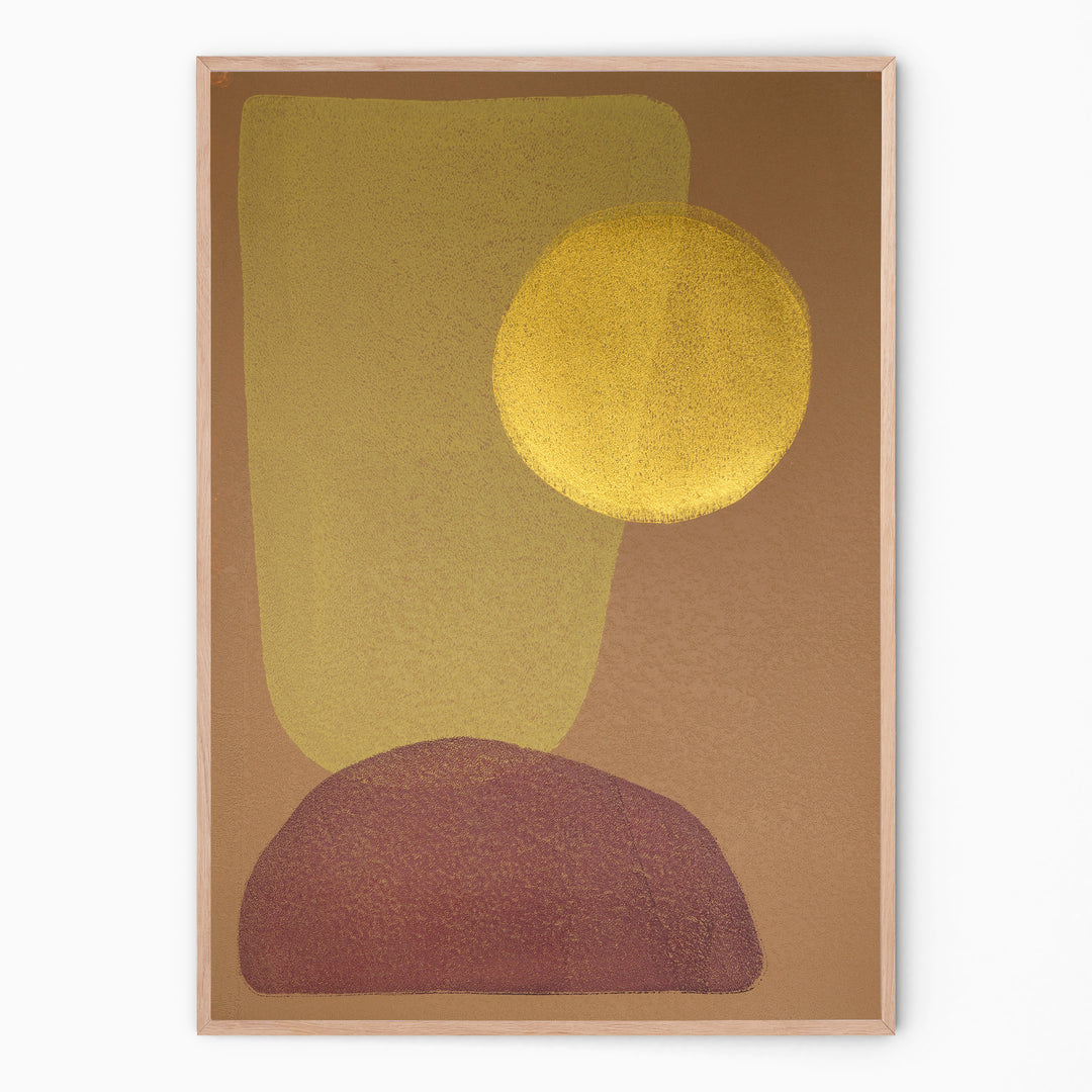 Colorful print with curved shapes I Handmade poster Enkel Art Studio