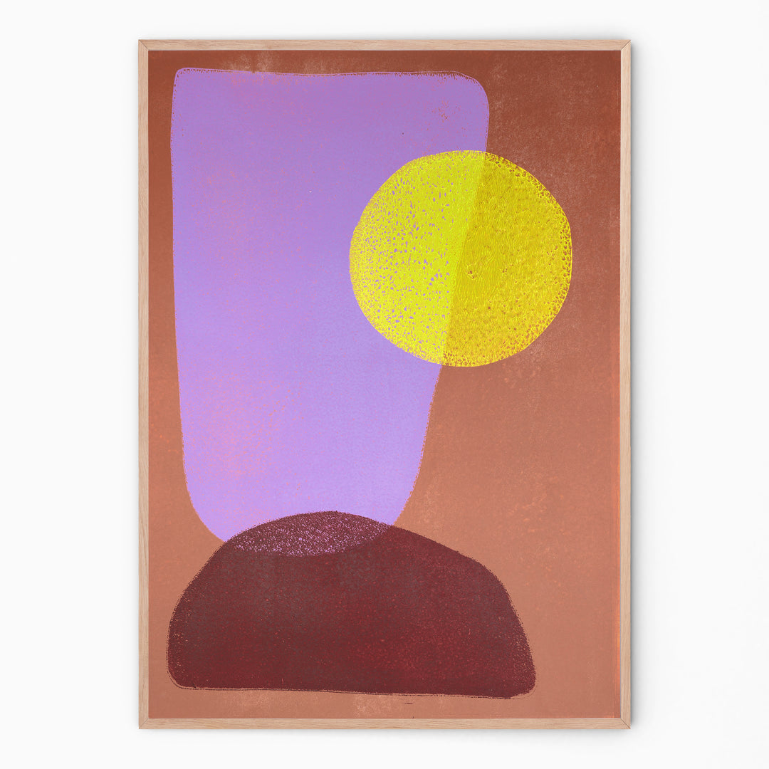 Colorful print with curved shapes I Handmade poster Enkel Art Studio