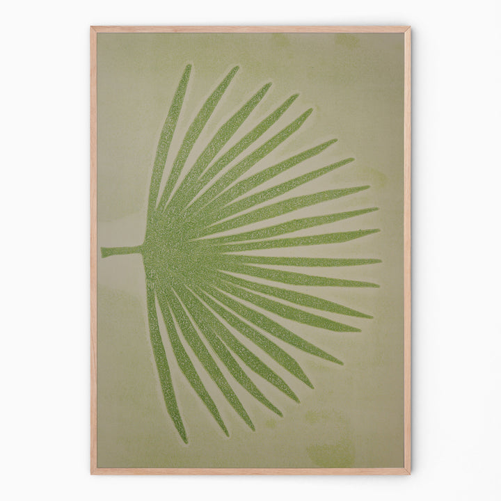 Pistache botanical print with palm branch I Handmade poster Enkel Art Studio