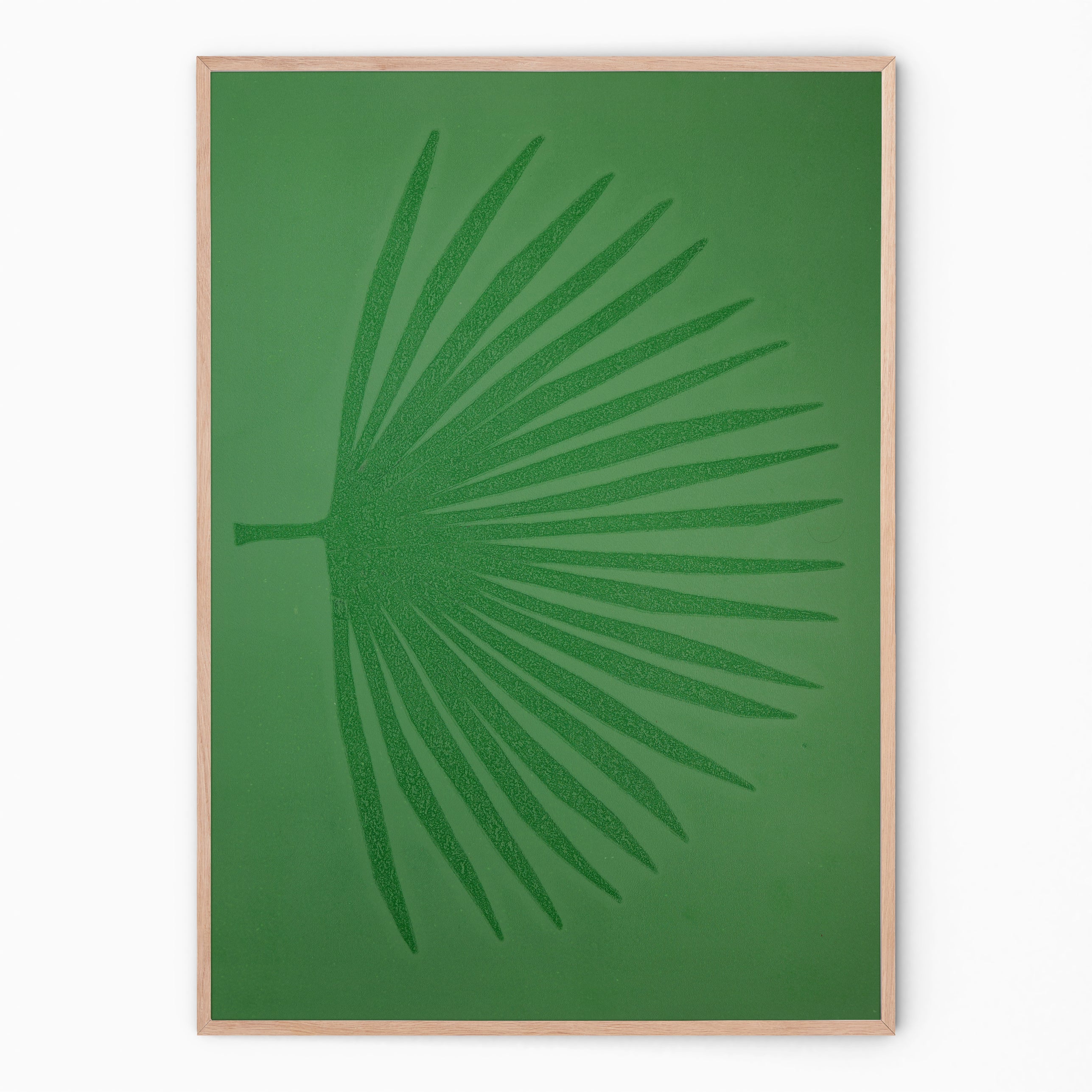 Forest green botanical print with palm branch I Handmade poster Enkel Art Studio