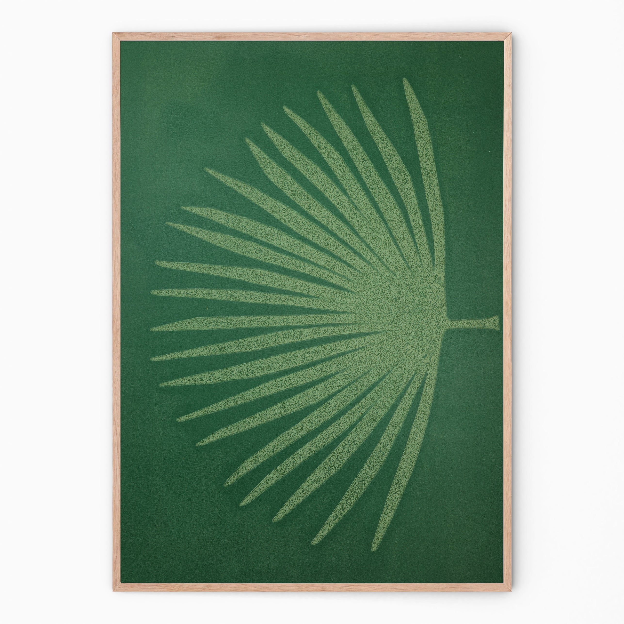 Forest green botanical print with palm branch I Handmade poster Enkel Art Studio