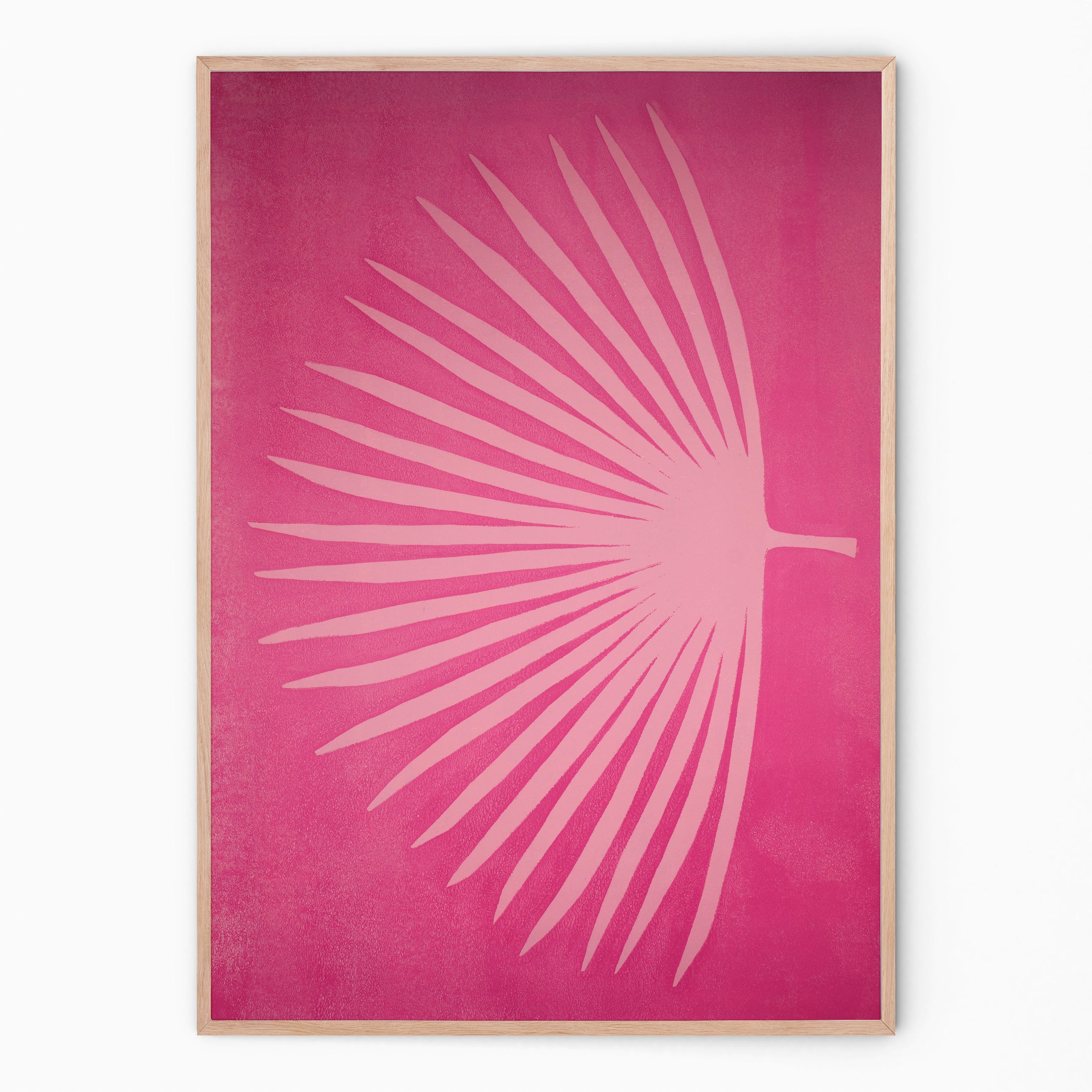 Fuchsia botanical print with palm branch I Handmade poster Enkel Art Studio