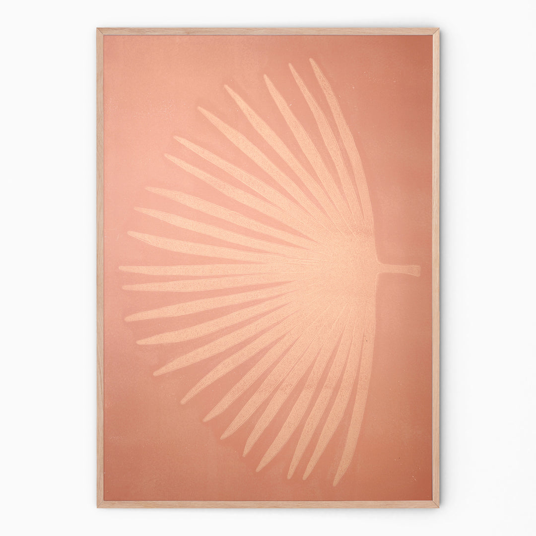 Nude botanical print with palm branch I Handmade poster Enkel Art Studio