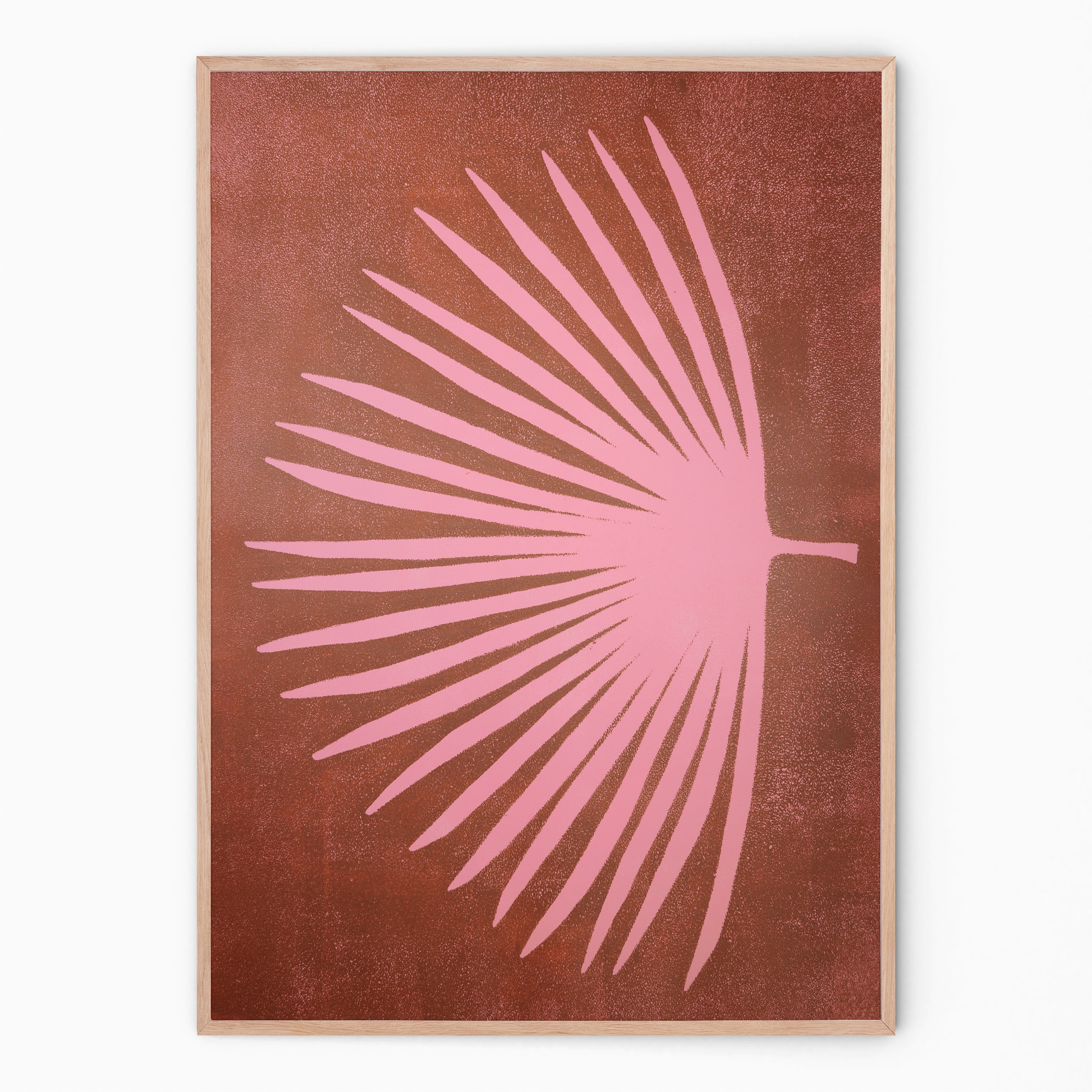 Terra and blush botanical print with palm branch I Handmade poster Enkel Art Studio