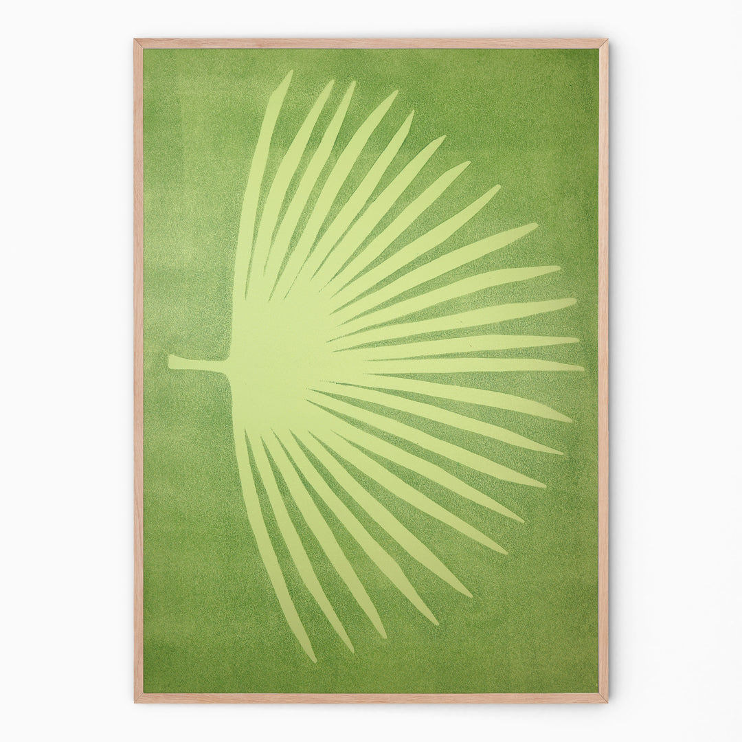 Pistachio botanical print with palm branch I Handmade poster Enkel Art Studio