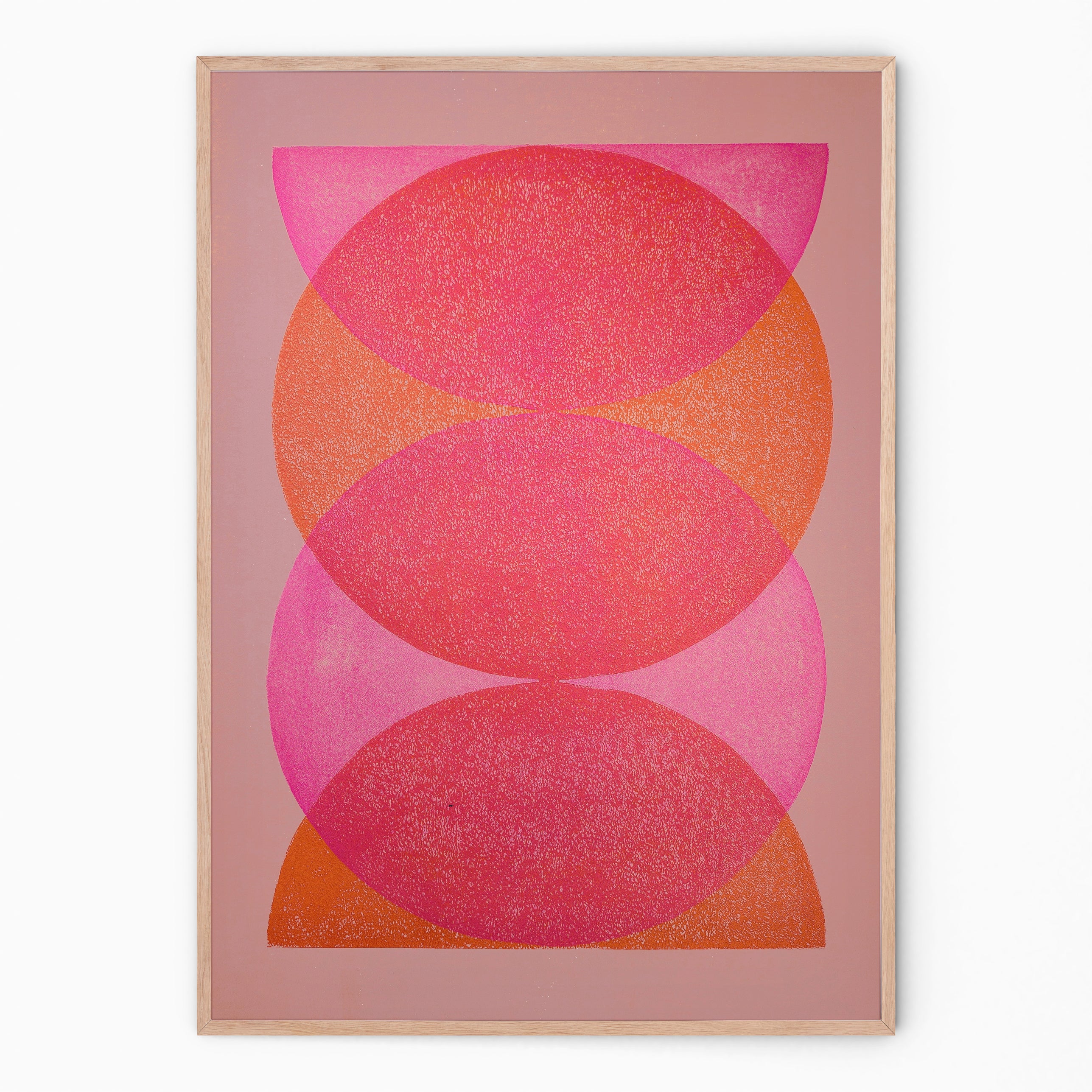 Pink and orange Round wall decoration I Handmade poster Enkel Art Studio