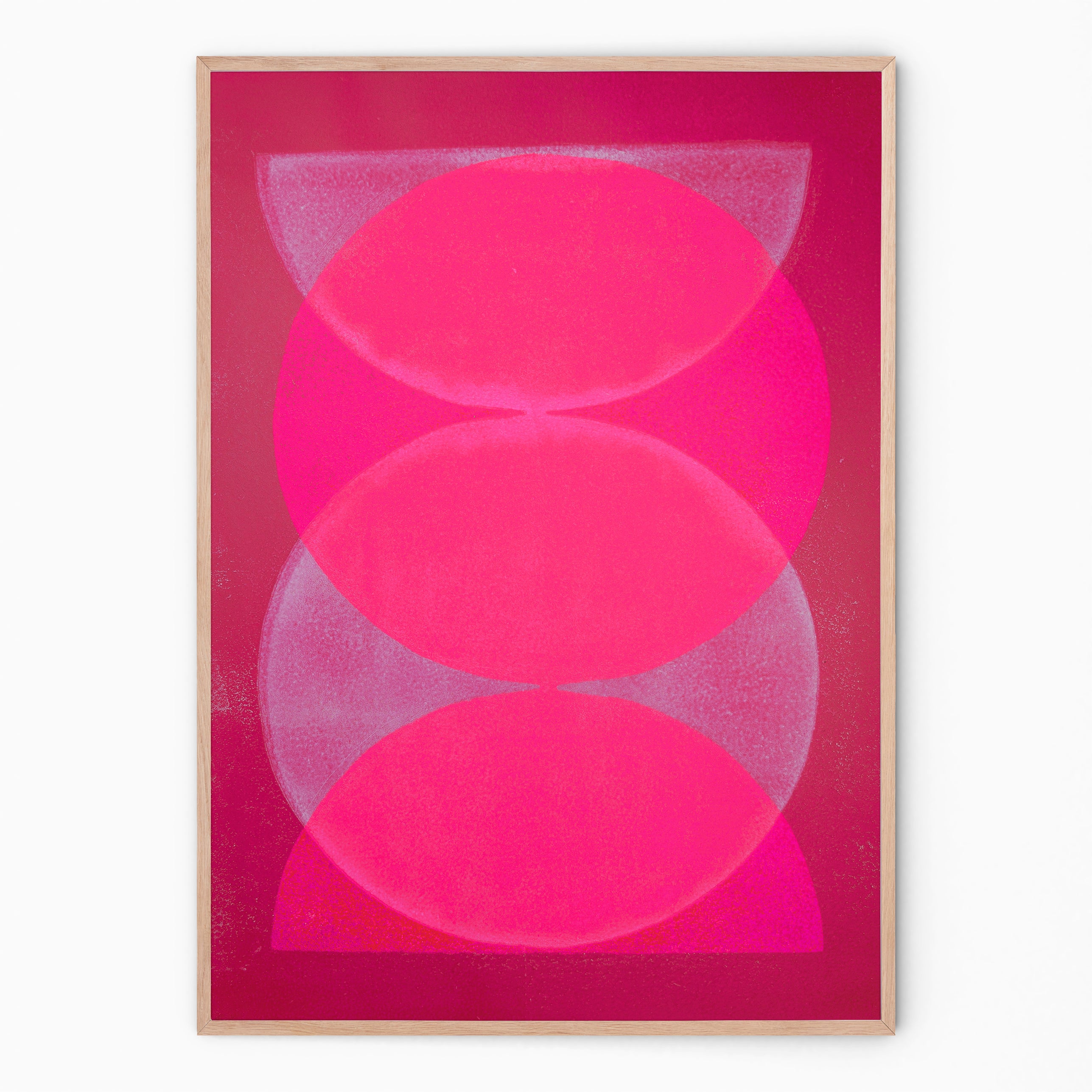 Fluor pink Round wall decoration I Handmade poster Enkel Art Studio