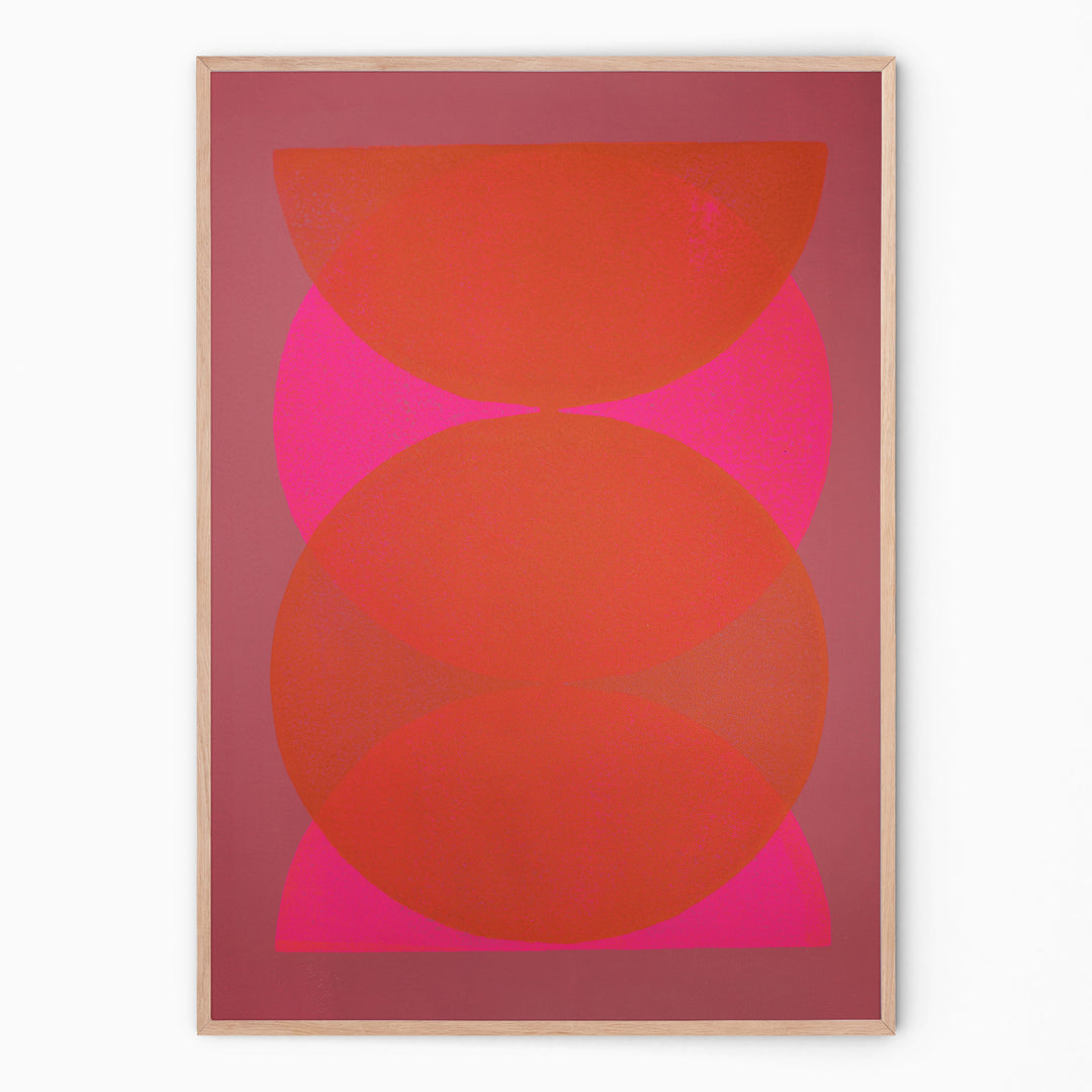 Pink and terra Round wall decoration I Handmade poster Enkel Art Studio