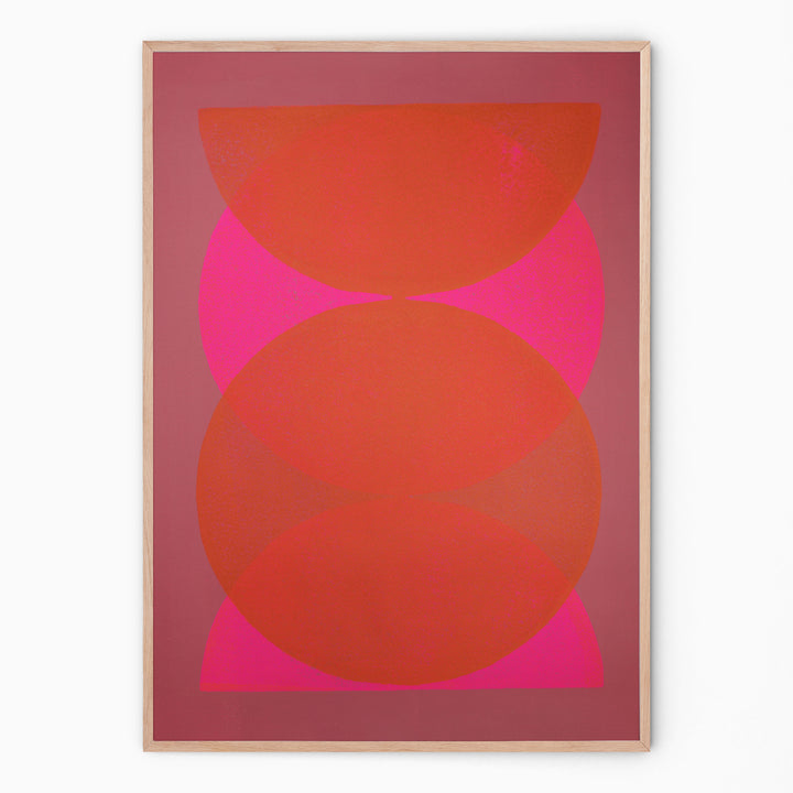 Pink and terra Round wall decoration I Handmade poster Enkel Art Studio
