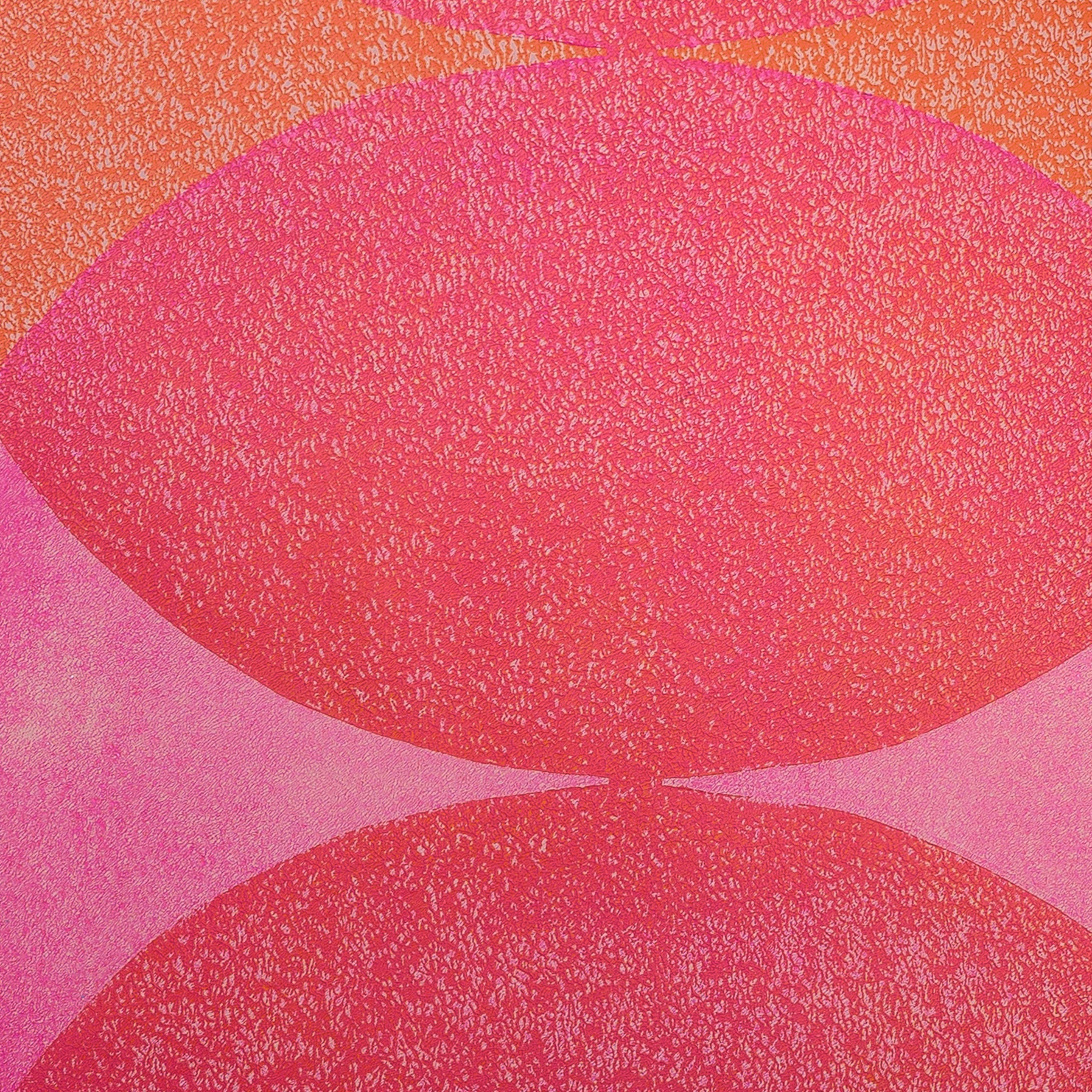 Pink and orange Round wall decoration I Handmade poster Enkel Art Studio