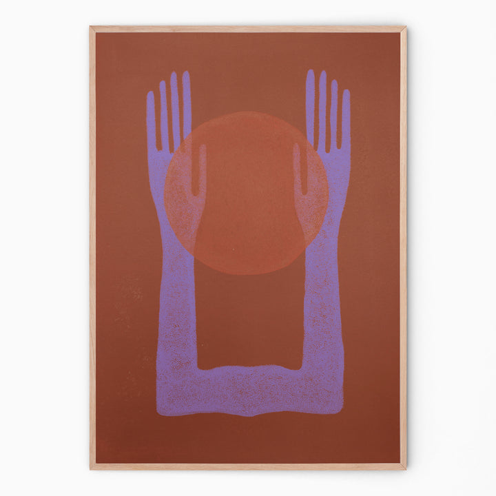 Handmade spiritual wall art with hieroglyphic soul sign I affirmation poster I Handmade poster with hands I Enkel Art Studio