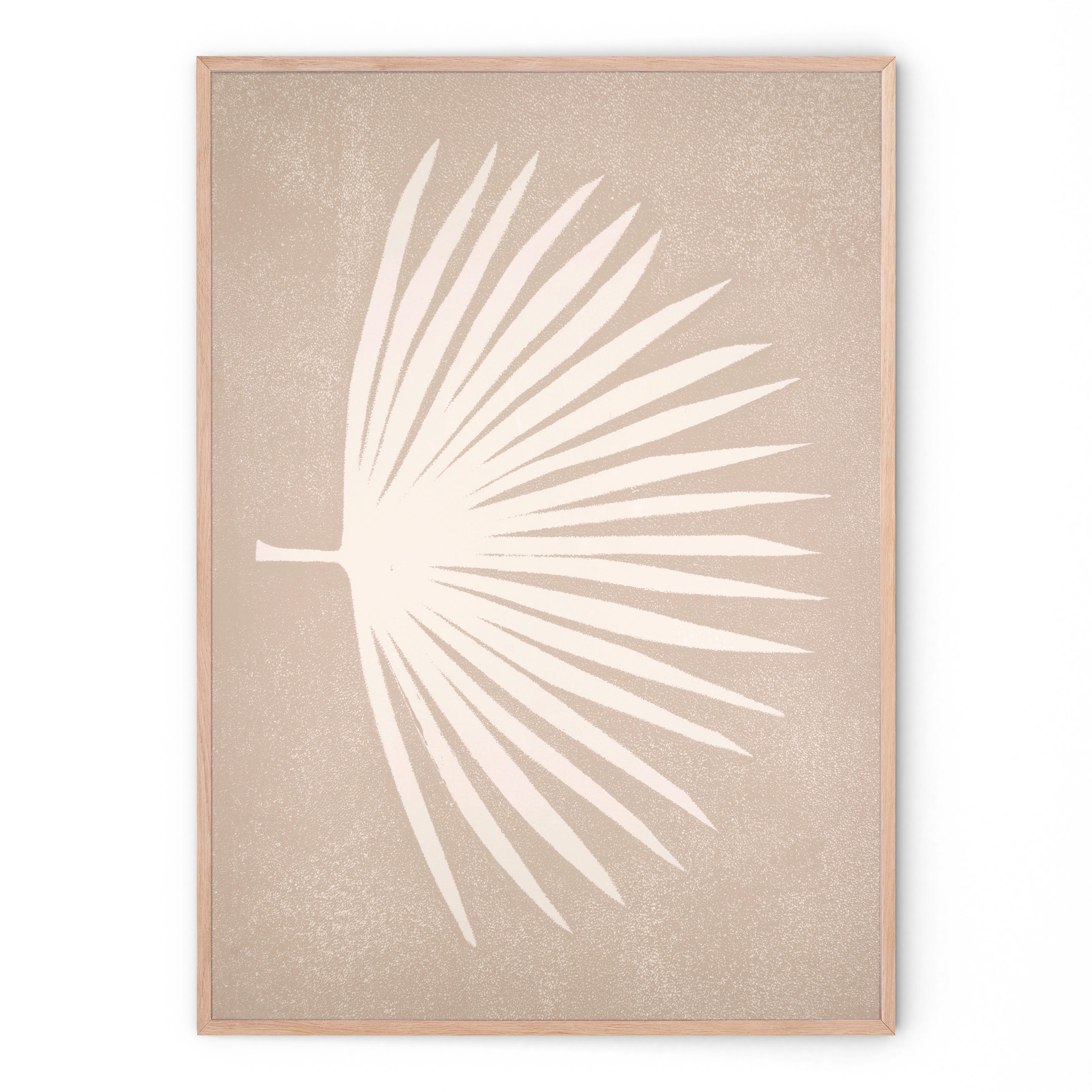 Sand and cream botanical print with palm branch I Handmade poster Enkel Art Studio