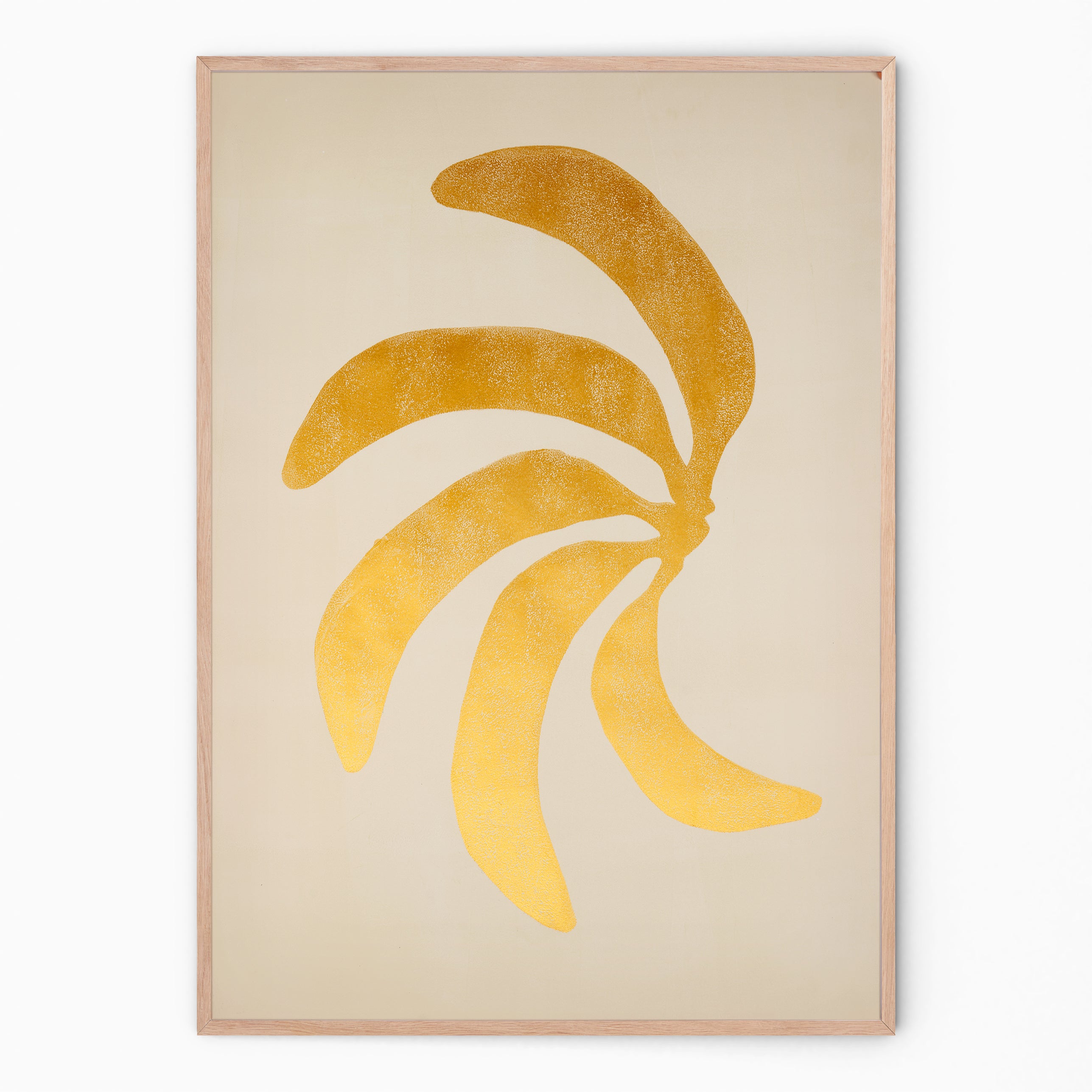 Gold & mushroom wall decor with bananas | monoprint | Enkel Art Studio