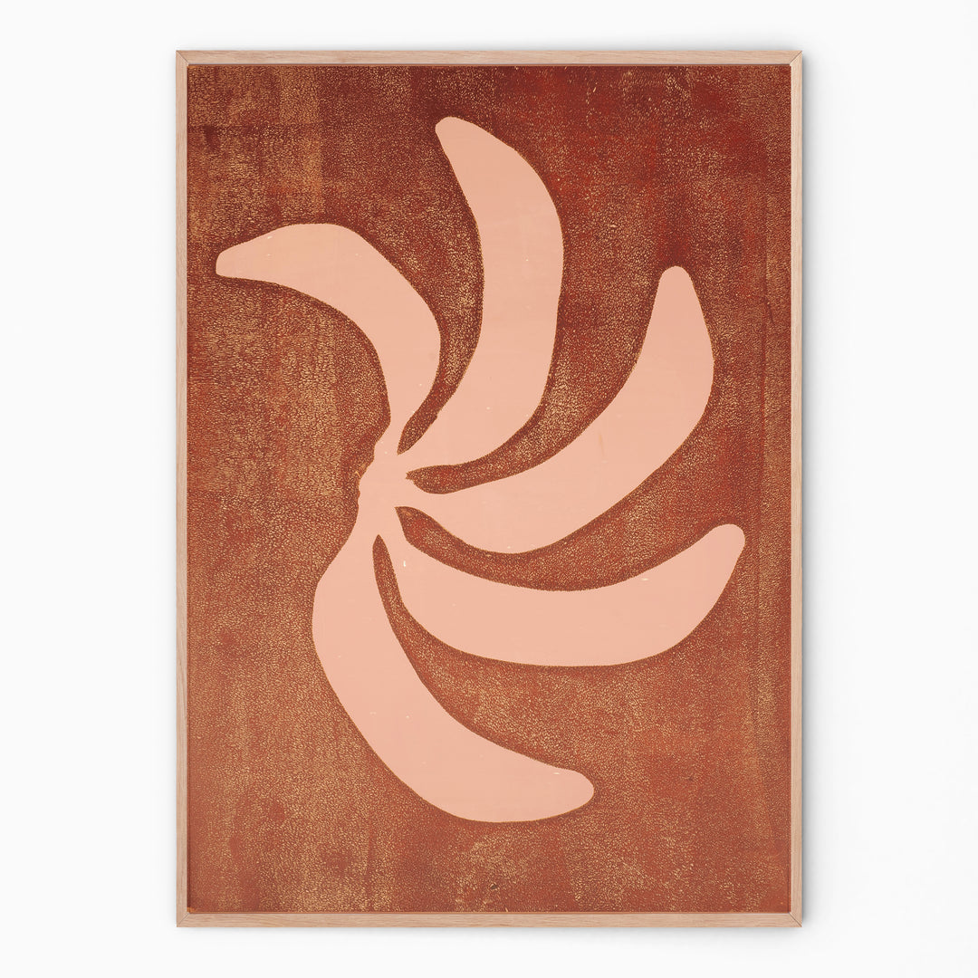 Bohemian wall decoration in terracotta & nude| monoprint | Enkel Art Studio