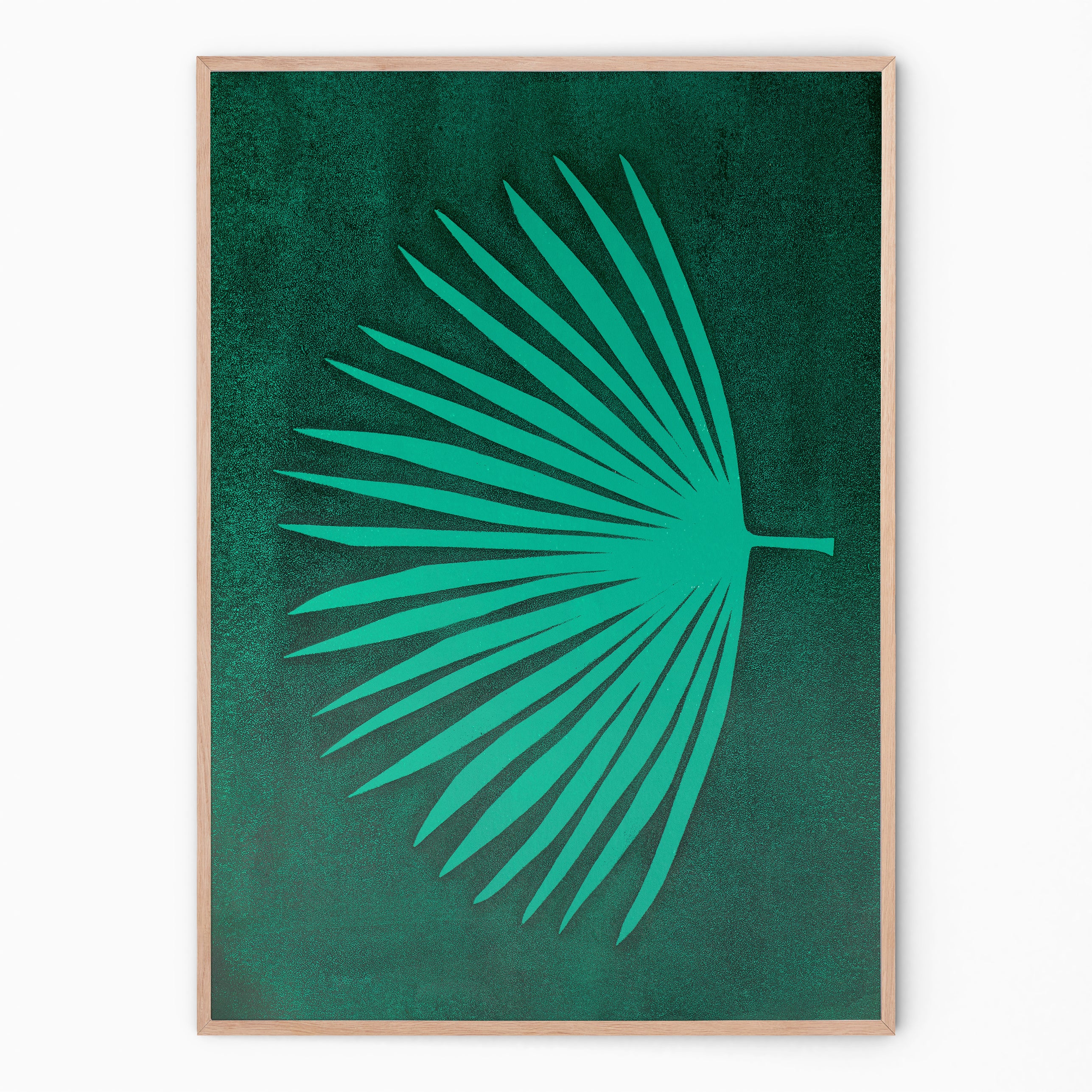Green palm tree art | handmade poster | Enkel Art Studio