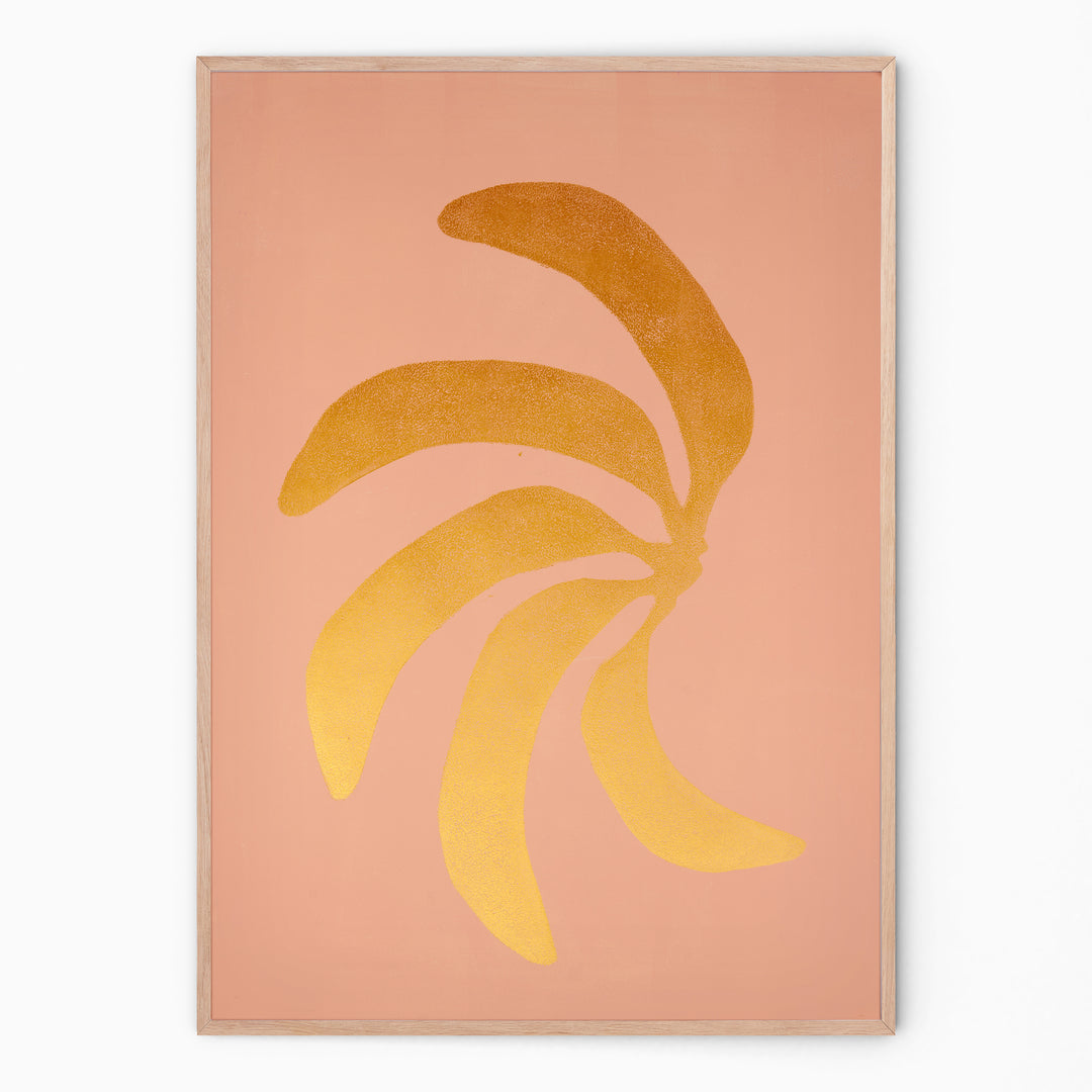 Gold and soft pink wall art bananas | handmade art print | Enkel Art Studio