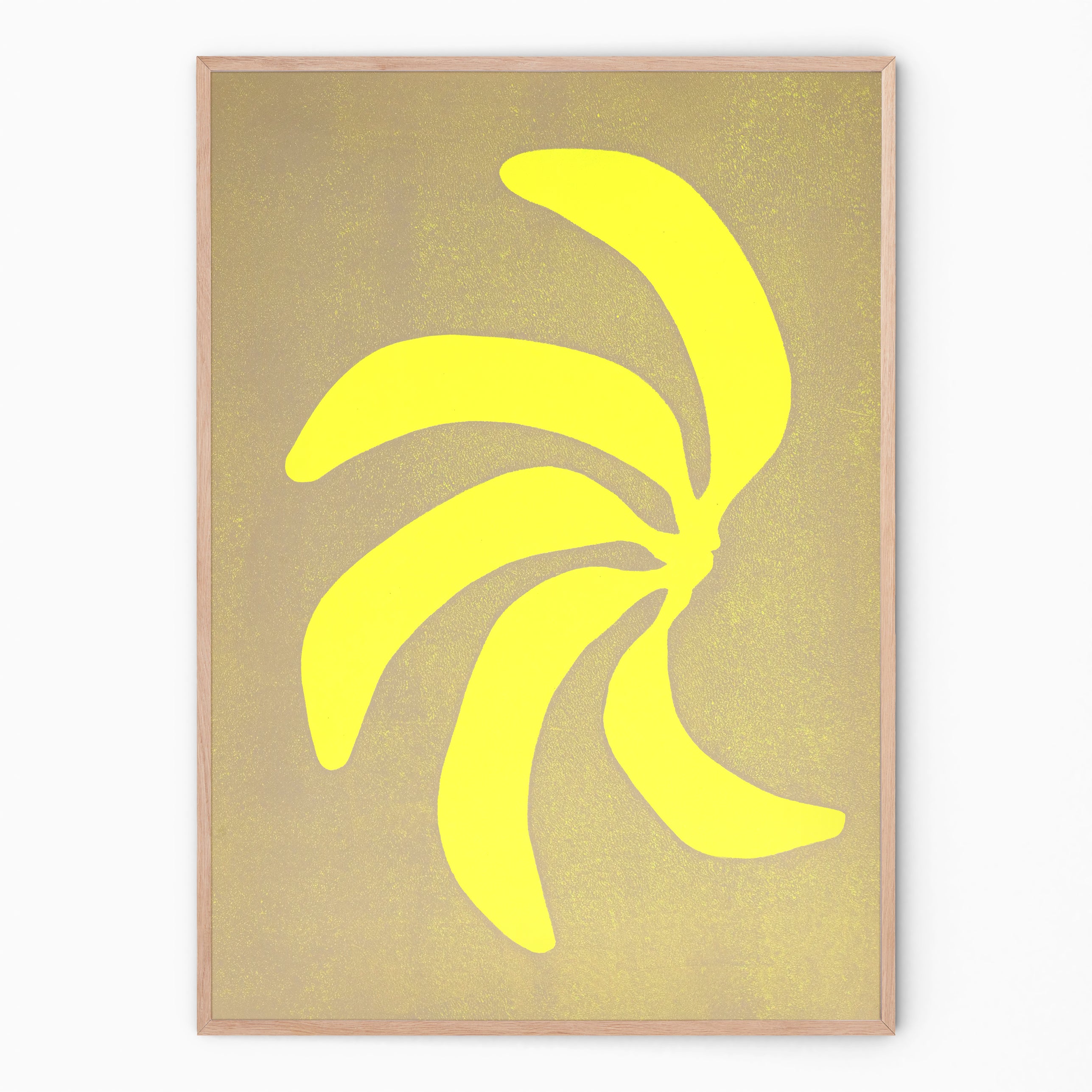 Colorful wall art in fluor yellow | monoprint | Enkel Art Studio