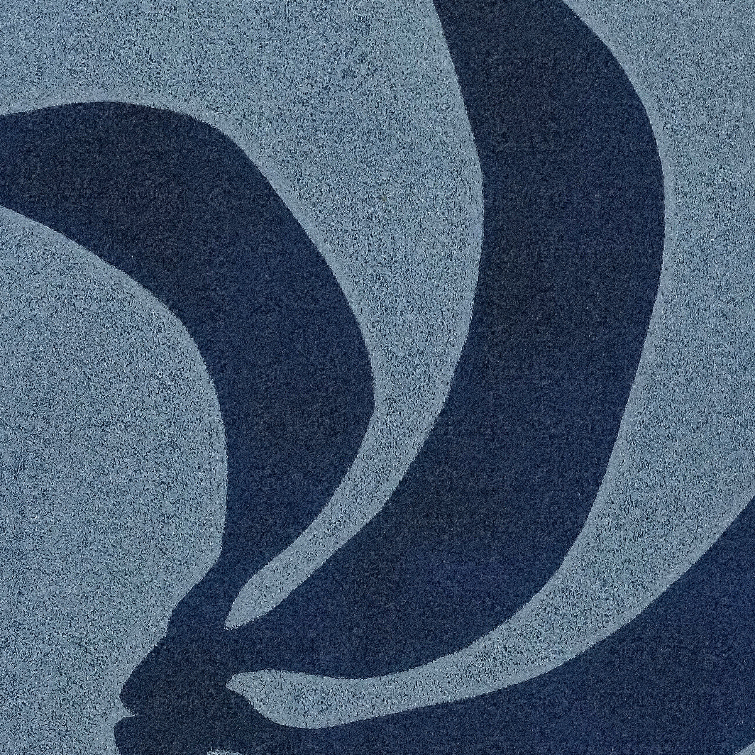 Navy blue wall art in curved shapes | monoprint | Enkel Art Studio
