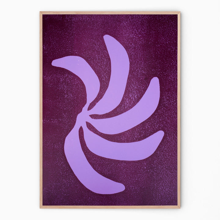 Handmade wall art with purple bananas I Handmade poster Enkel Art Studio