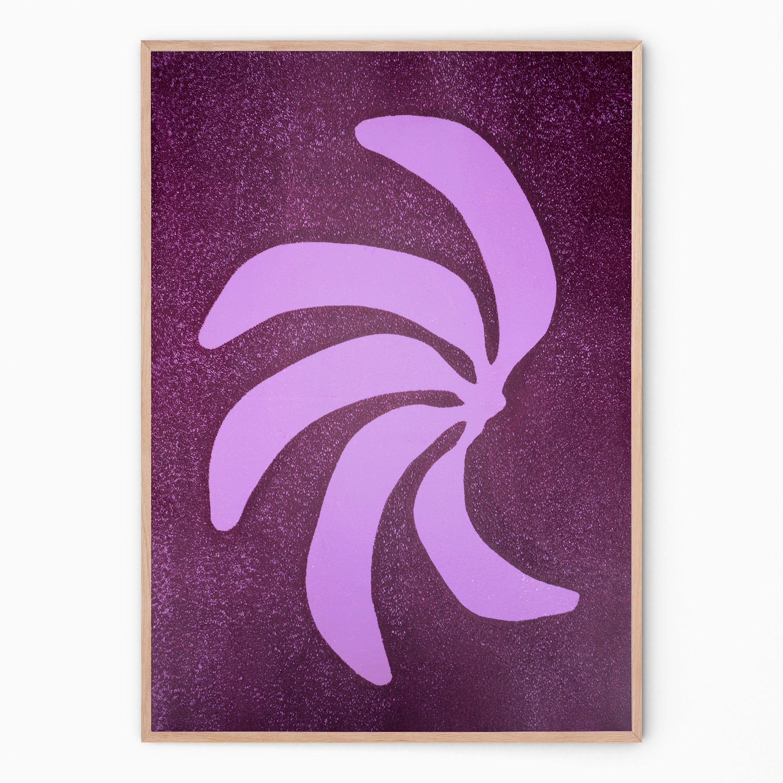 Handmade wall art with purple bananas I Handmade poster Enkel Art Studio