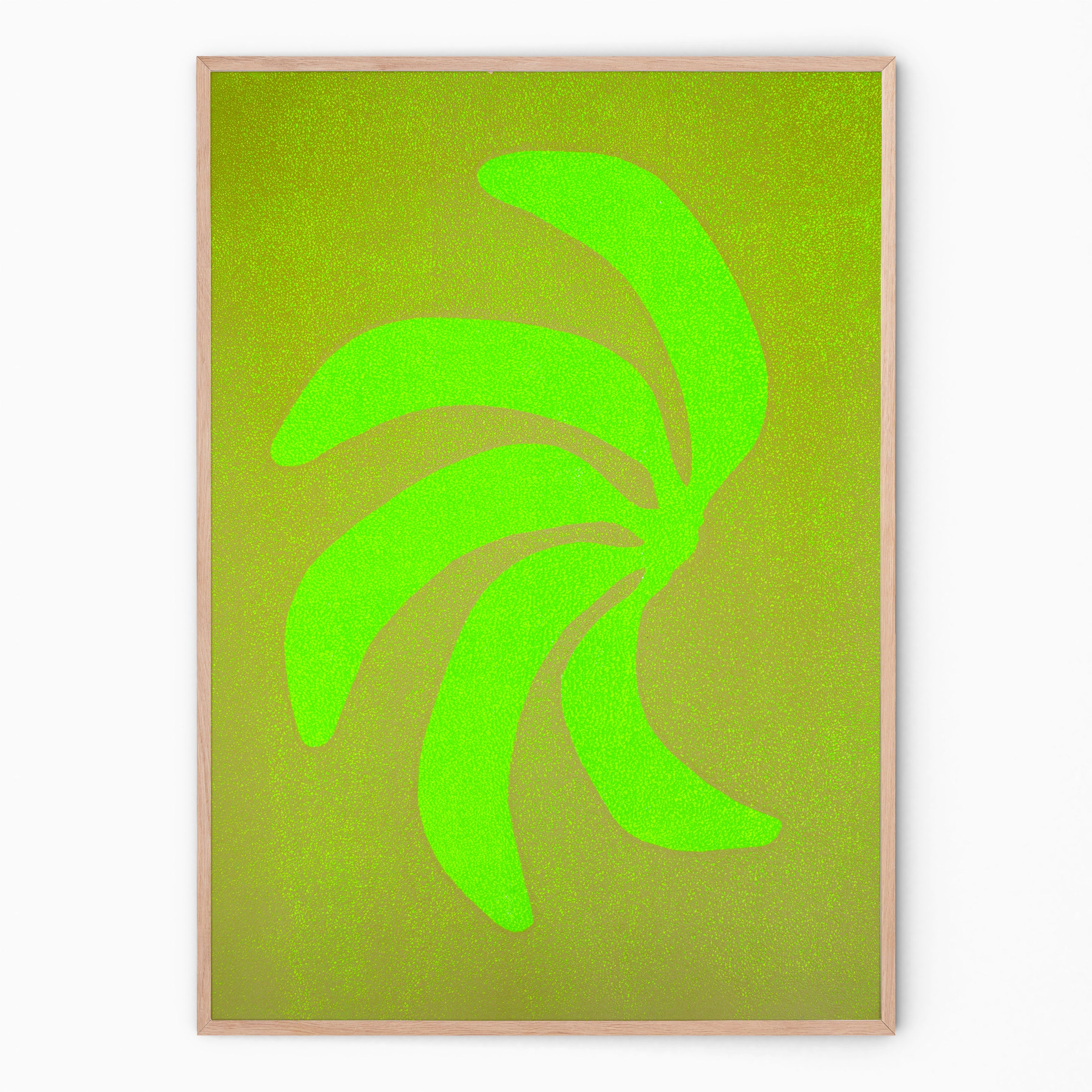 Handmade wall art with electric green bananas I Handmade poster Enkel Art Studio