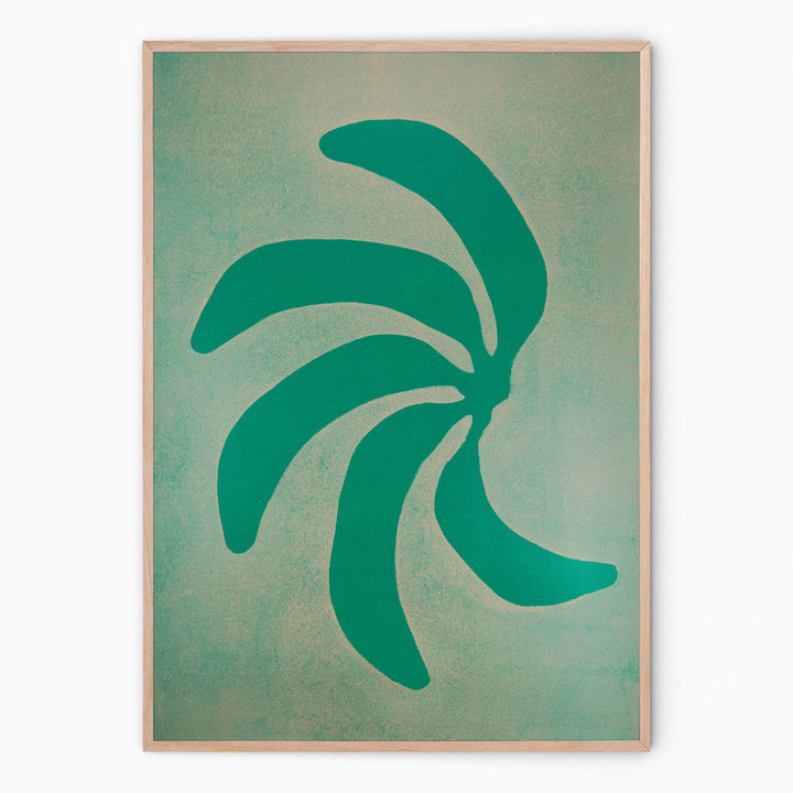 Handmade wall art with emerald green bananas I Handmade poster Enkel Art Studio