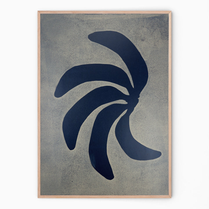 Handmade wall art with denim blue bananas I Handmade poster Enkel Art Studio