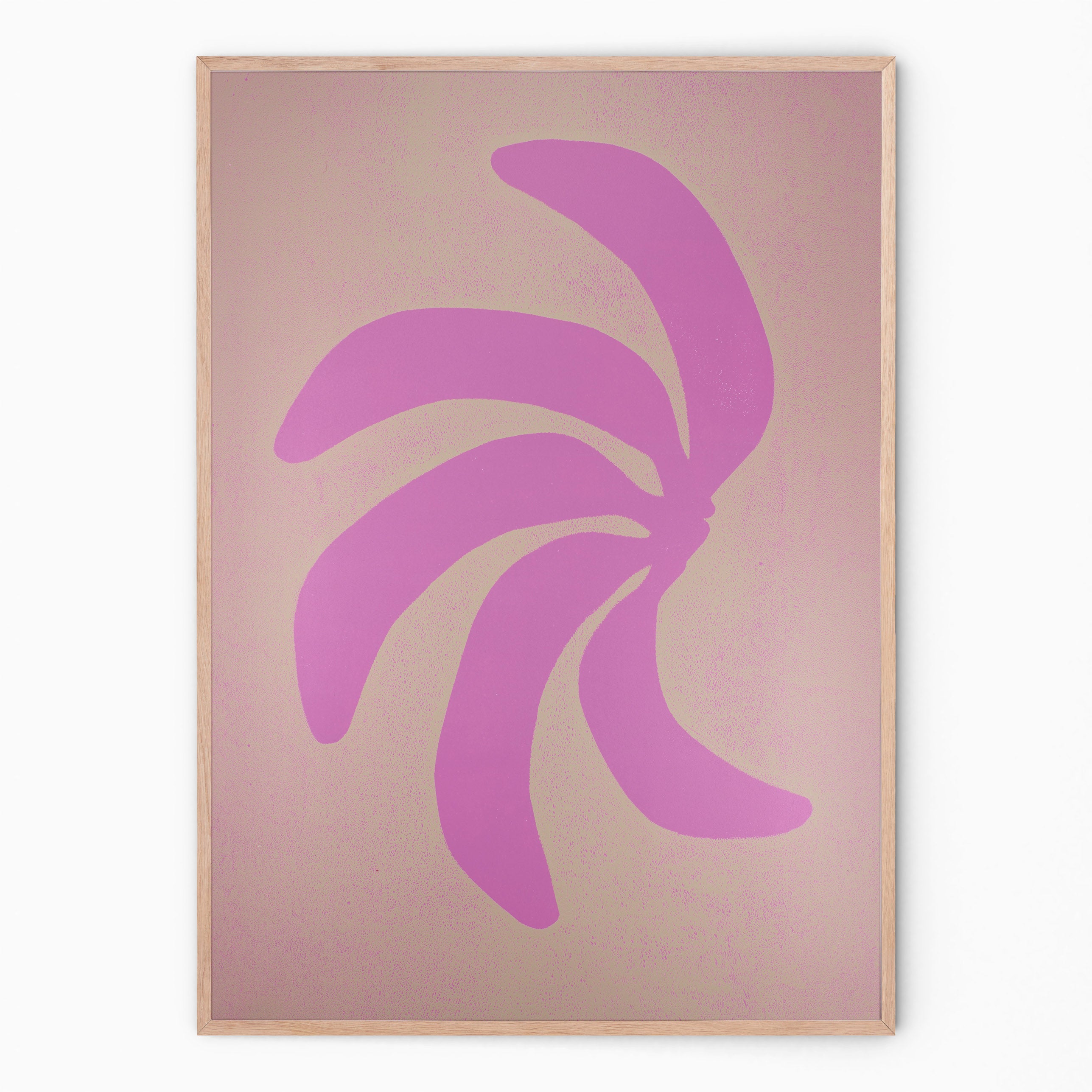 Handmade wall art with lilac bananas I Handmade poster Enkel Art Studio